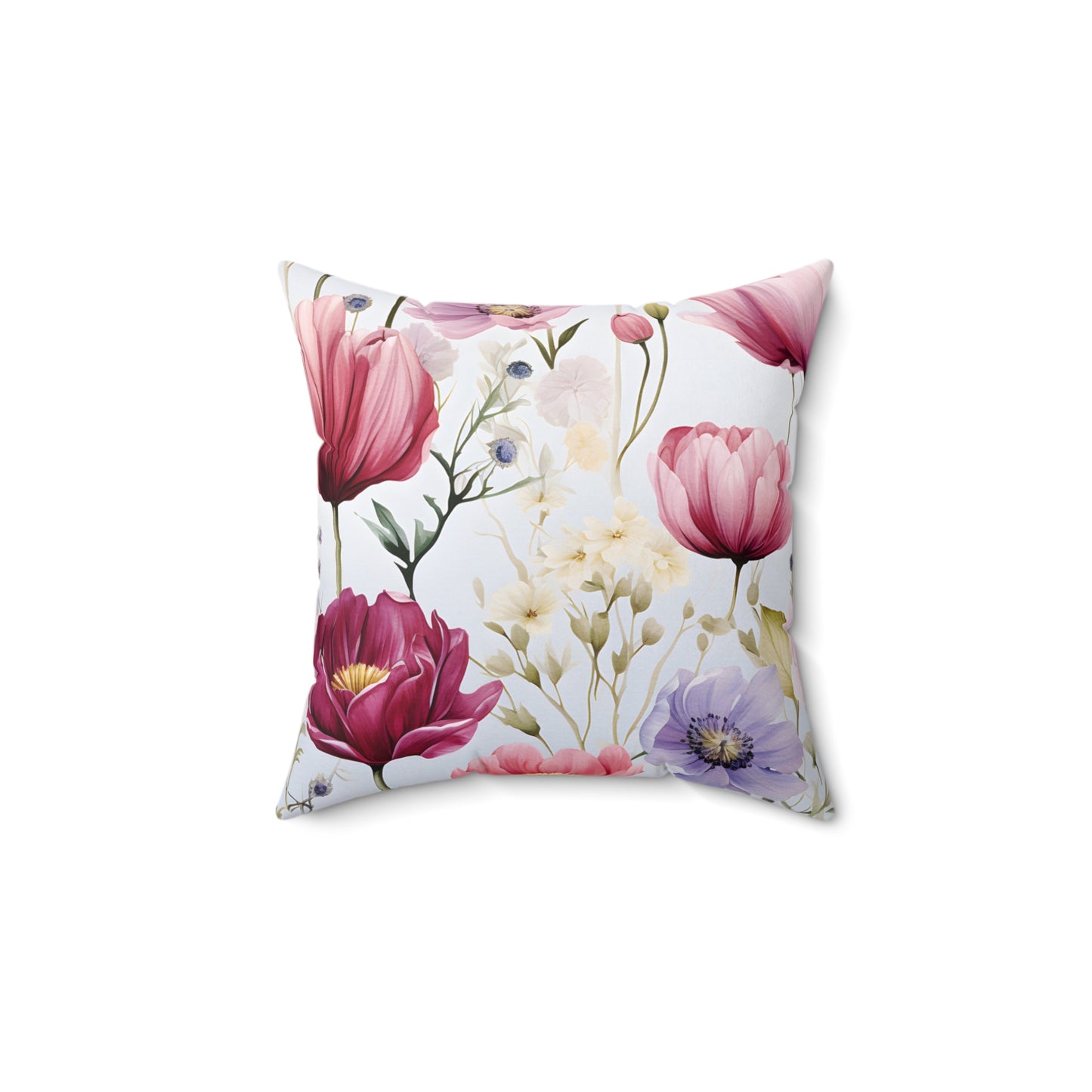 Polyester Square Pillow, Floral Cushion