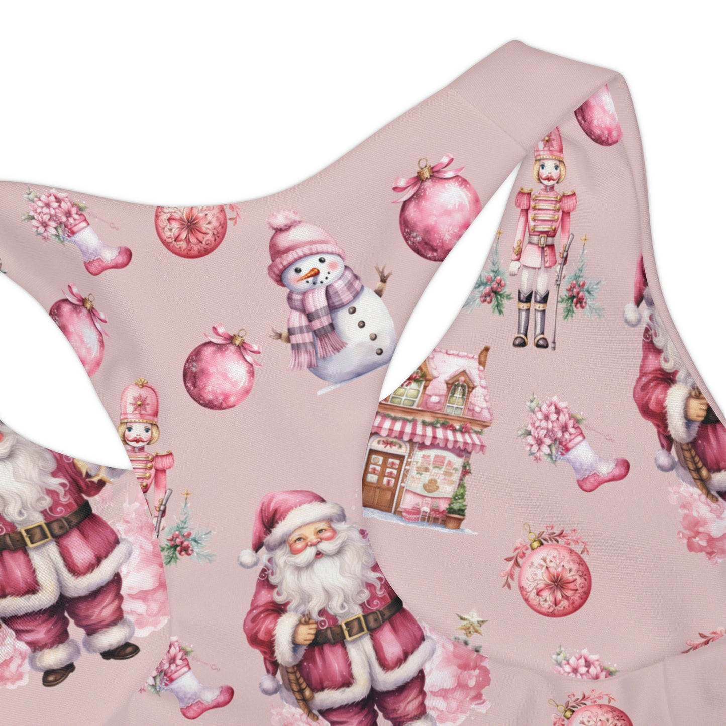 Girls Two Piece Swimsuit Pink Christmas