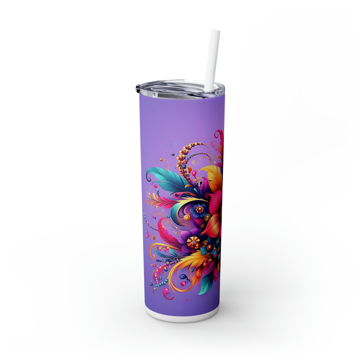 Skinny Tumbler with Straw, 20oz, Floral, awd-305