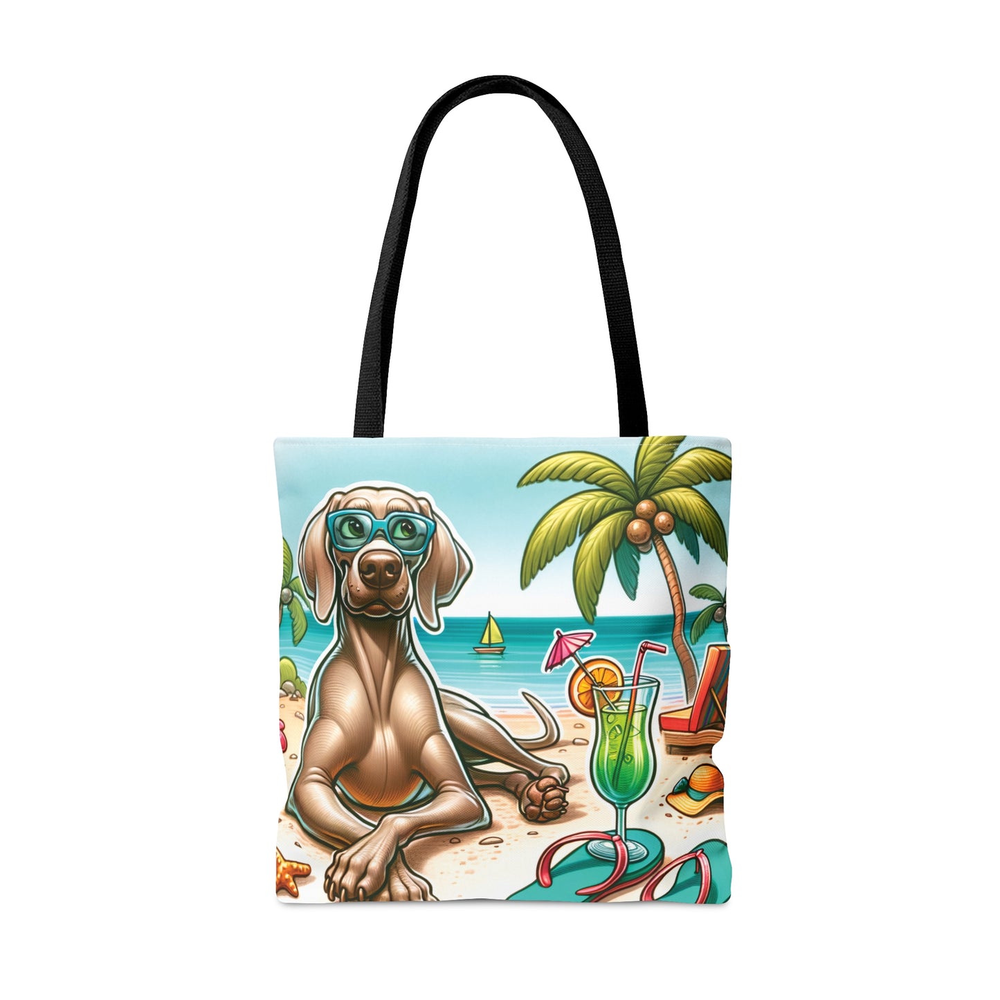 Tote Bag, Dog on Beach, Weimaraner2, Tote bag, awd-1251