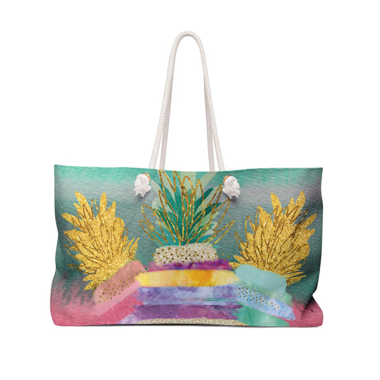 Personalised/Non-Personalised Weekender Bag, Pineapple Art, Weekender Bag, Beach Bag, Book Bag