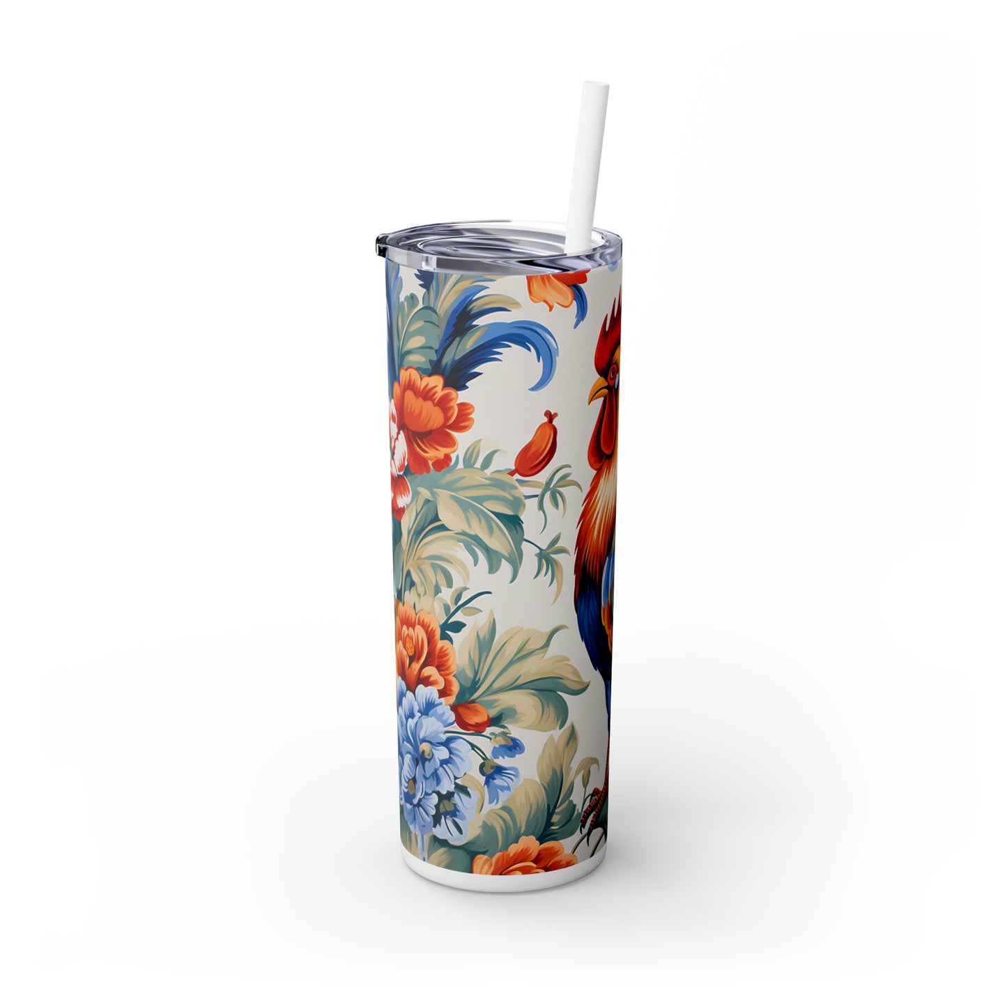 Skinny Tumbler with Straw, 20oz, Rooster