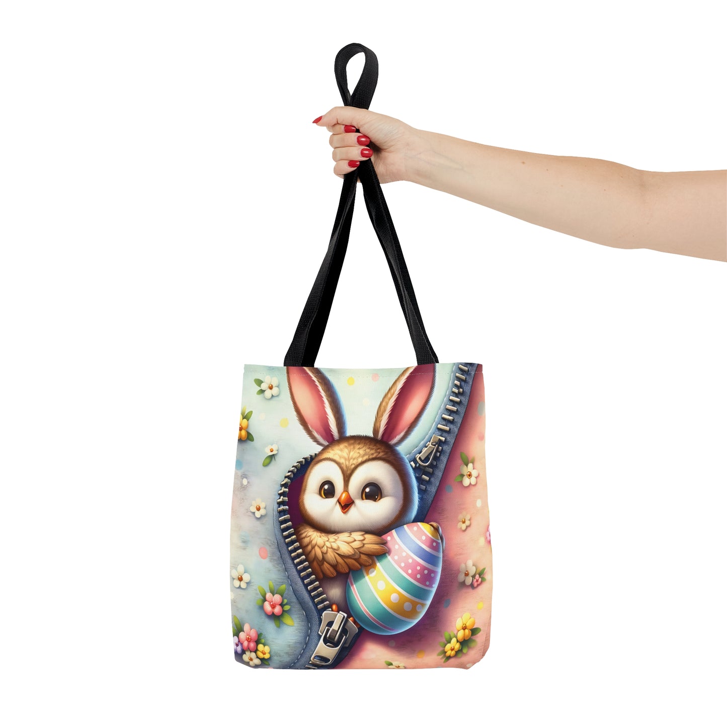 Tote Bag, Easter, Cute Owl with Bunny Ears, Personalised/Non-Personalised Tote bag