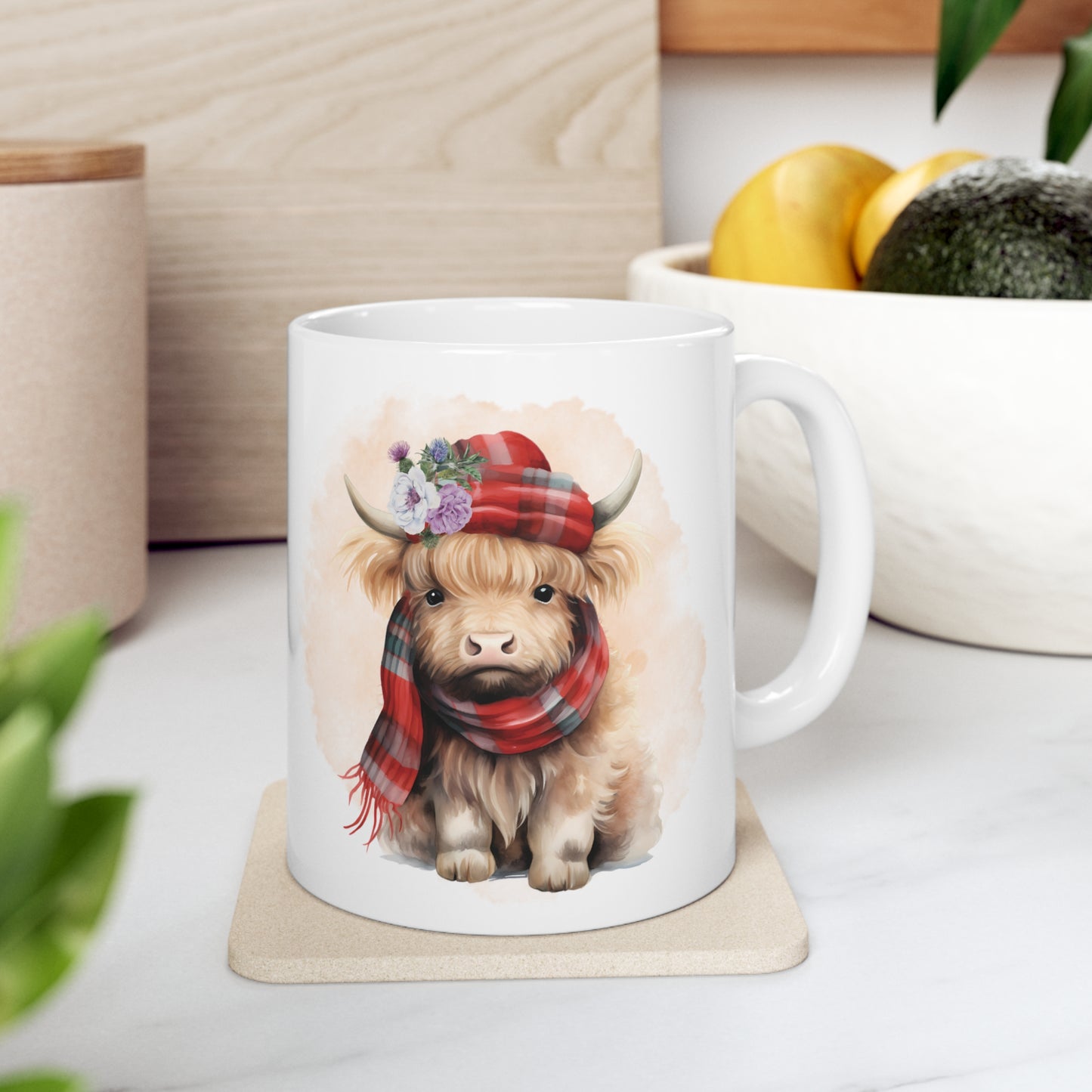 Personalised/Non Personalised Highland Cow, Ceramic Mug 11oz, Highland Cow Mug