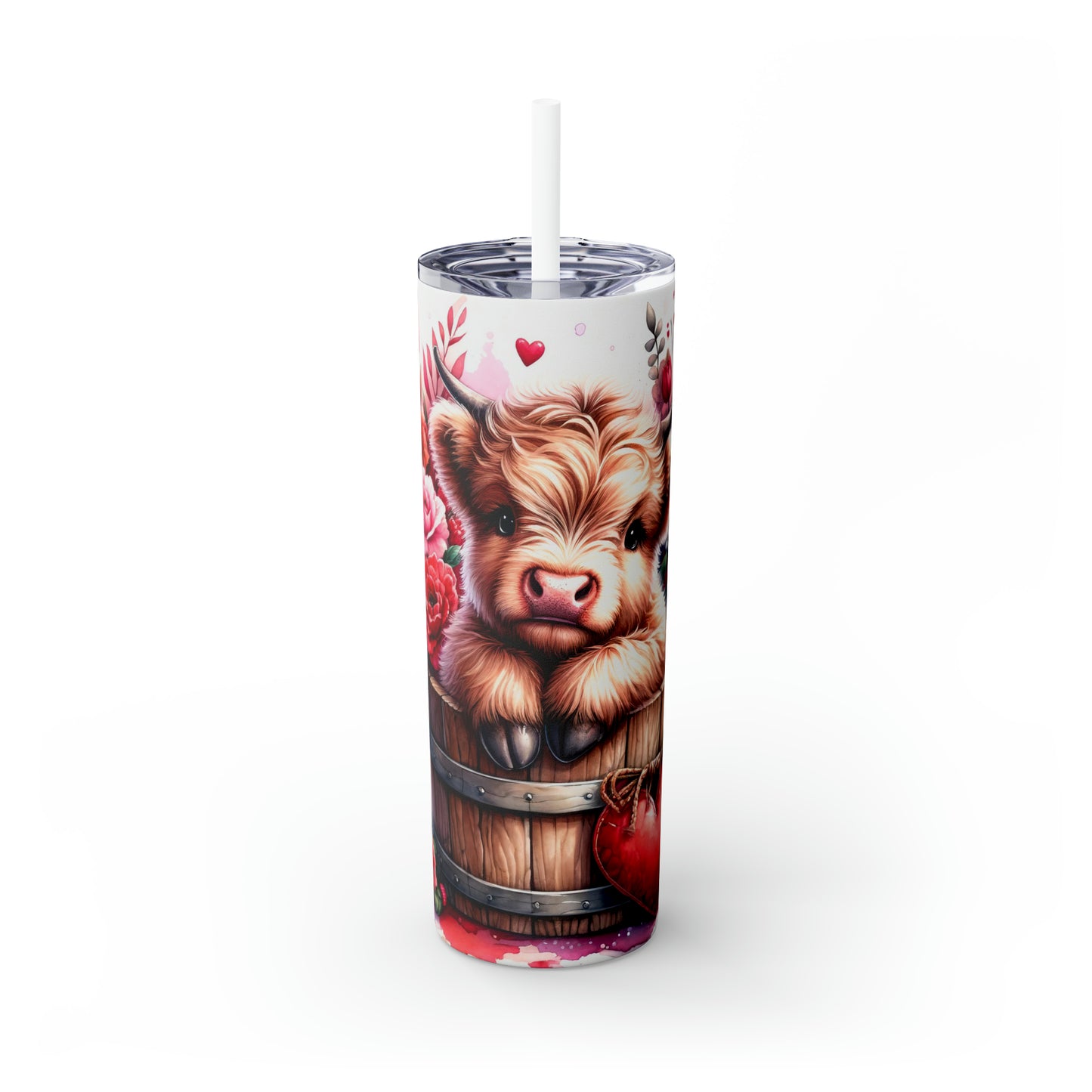 Skinny Tumbler with Straw, 20oz, Baby Highland Cow