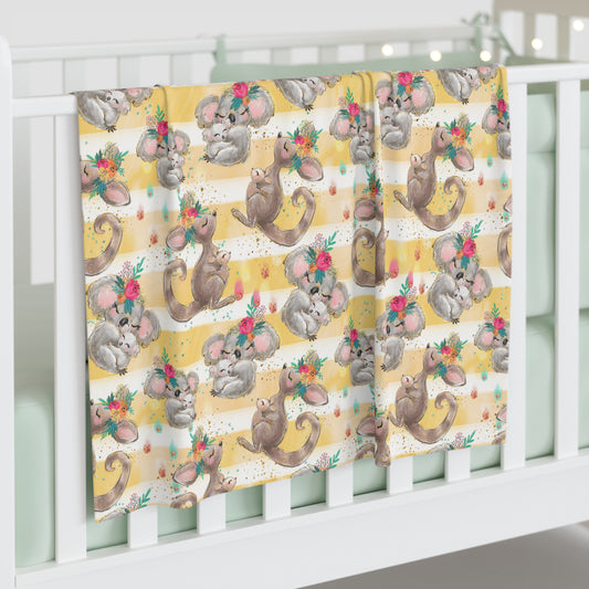 Baby Swaddle Blanket, Australian Animal and Floral Design, Baby Swaddle, Baby Shower gift