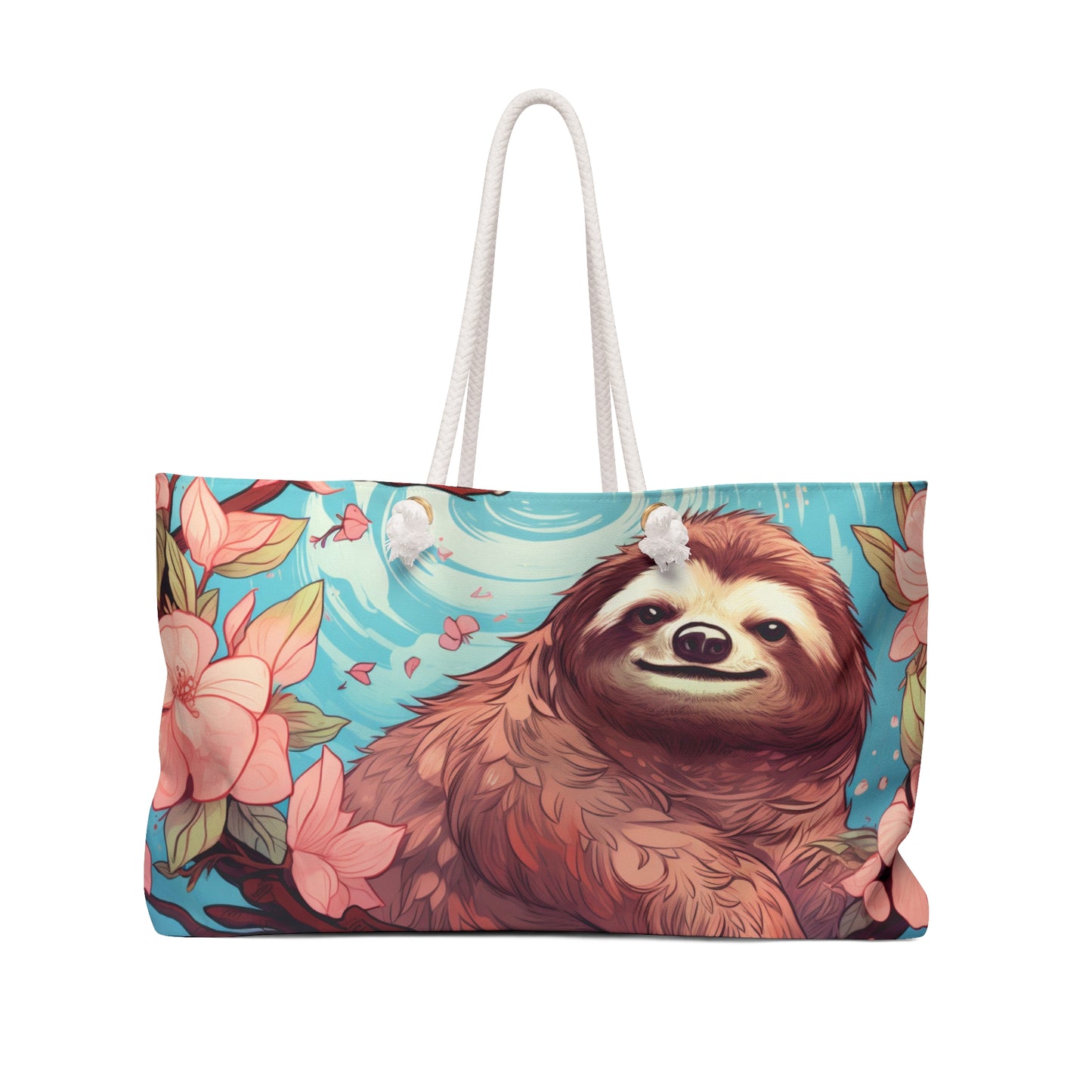 Personalised/Non-Personalised Weekender Bag, Sloth, Large Weekender Bag, Beach Bag, Book Bag