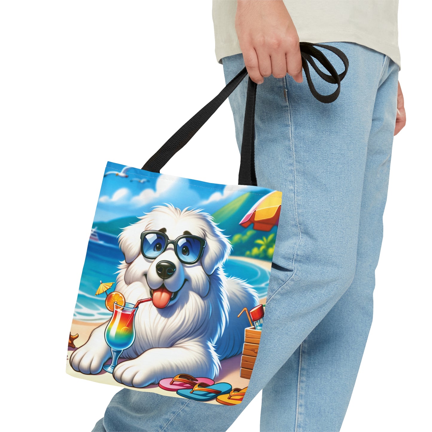 Tote Bag, Dog on Beach, Great Pyrenees, Tote bag, awd-1214