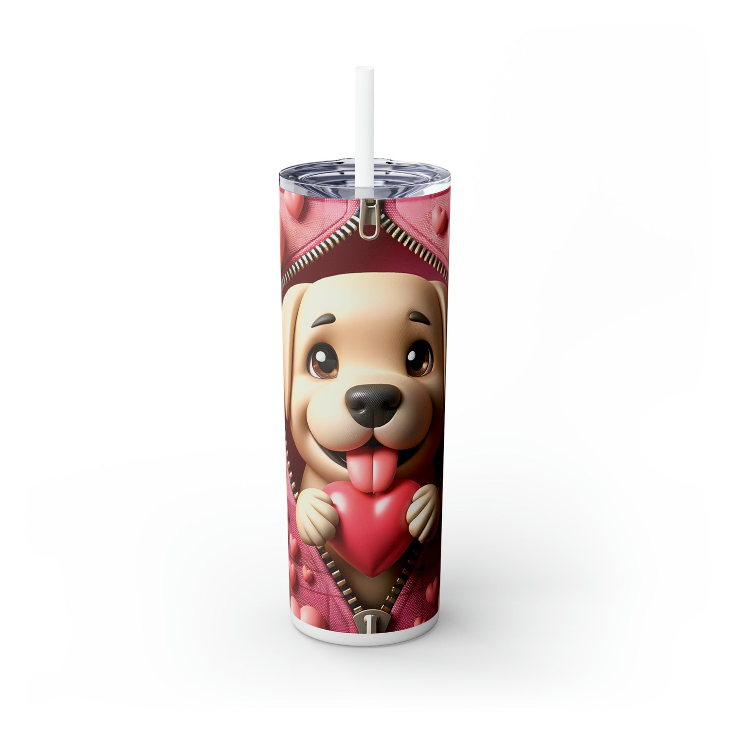 Skinny Tumbler with Straw, 20oz, Dog, Valentines Day, awd-1131