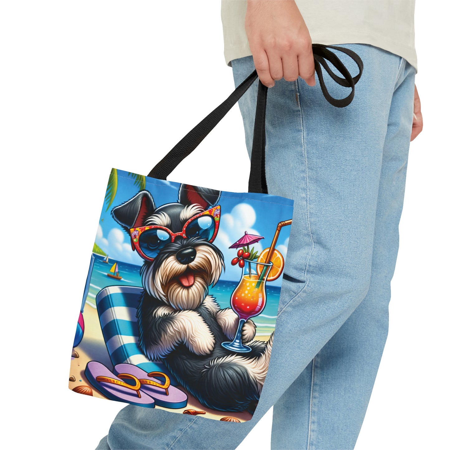 Tote Bag, Dog on Beach, Miniature Schnauzer, Tote bag, awd-1226