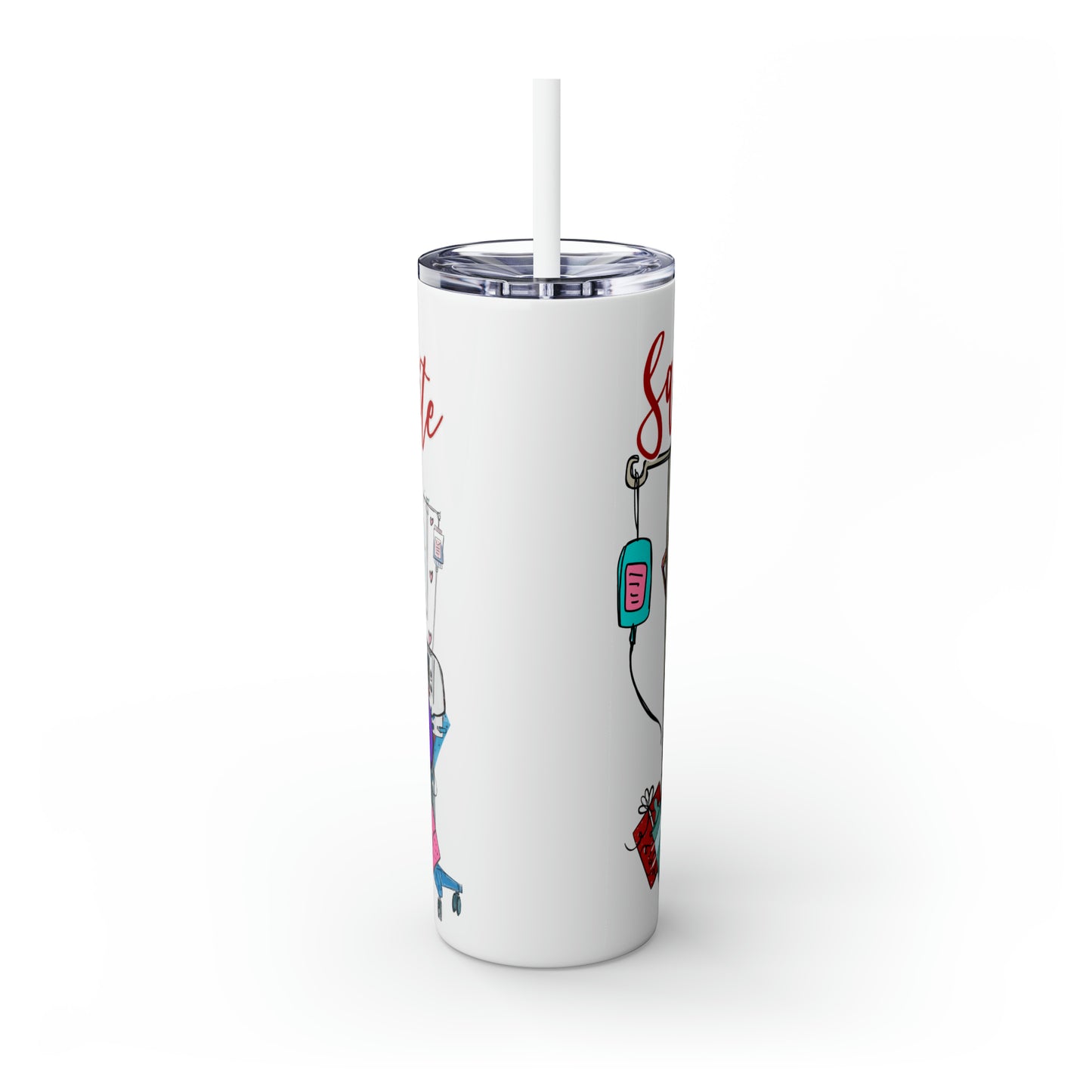 Skinny Tumbler with Straw, 20oz,  Santa's Favorite NICU