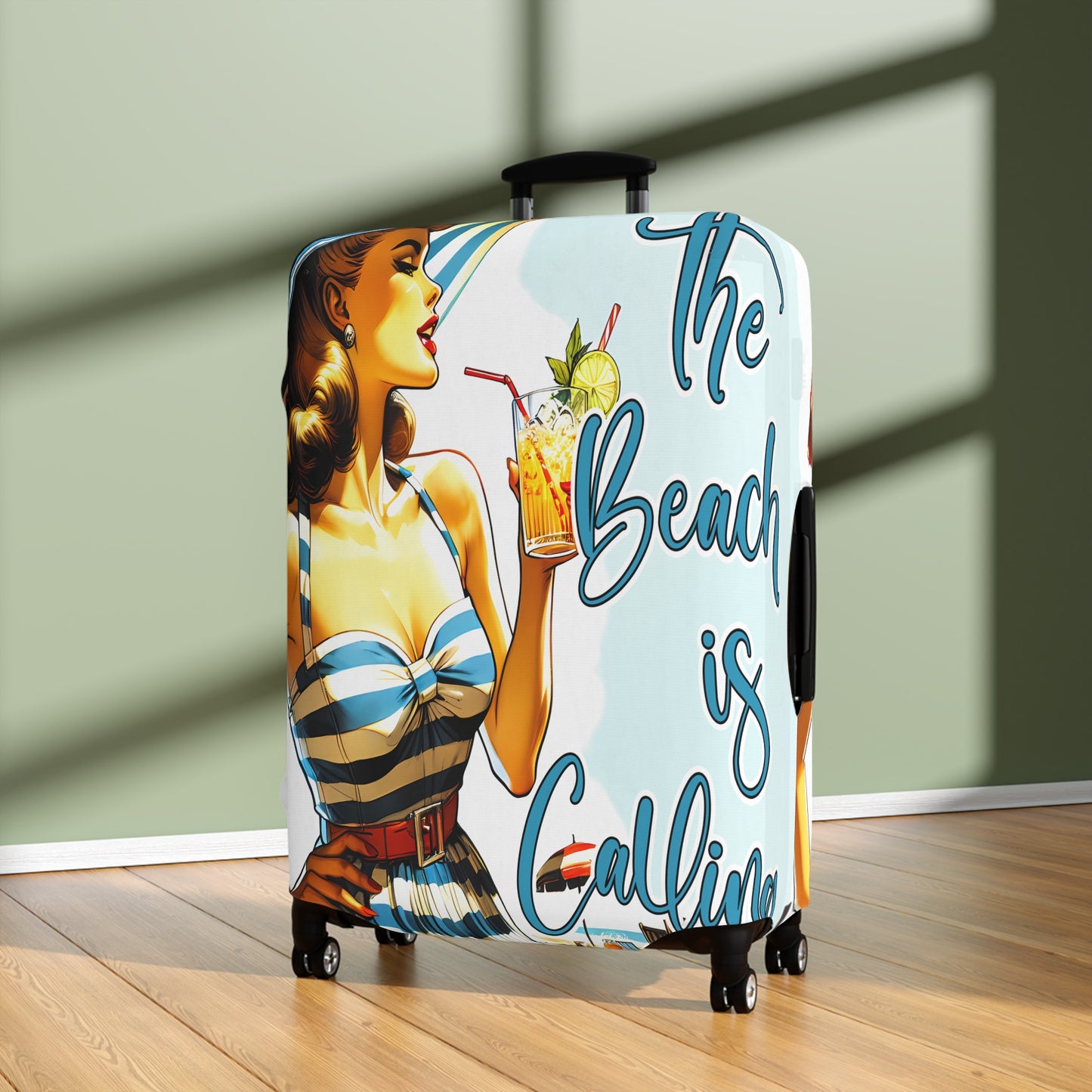 Luggage Cover, Retro Girl, The Beach is Calling, awd-3003