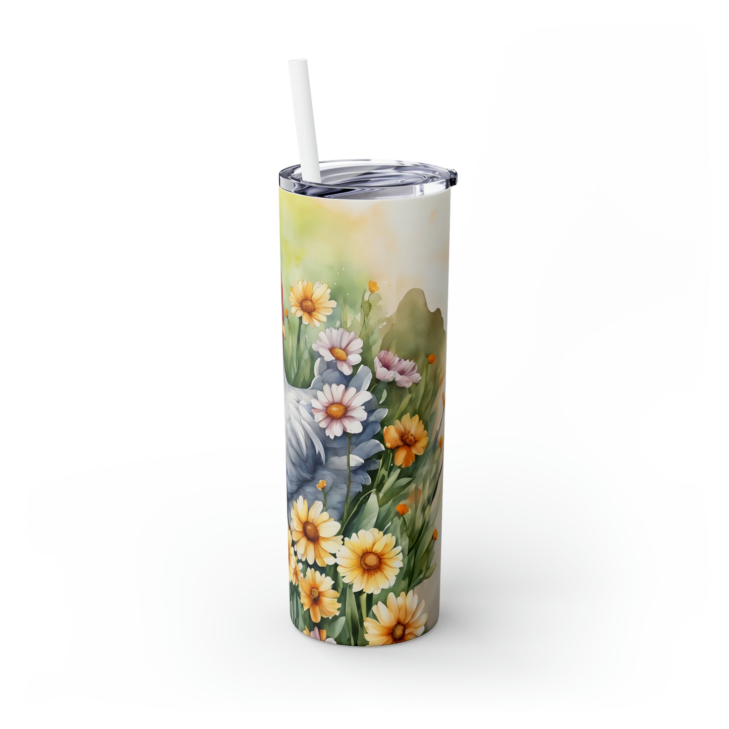 Skinny Tumbler with Straw, 20oz Chicken/Rooster