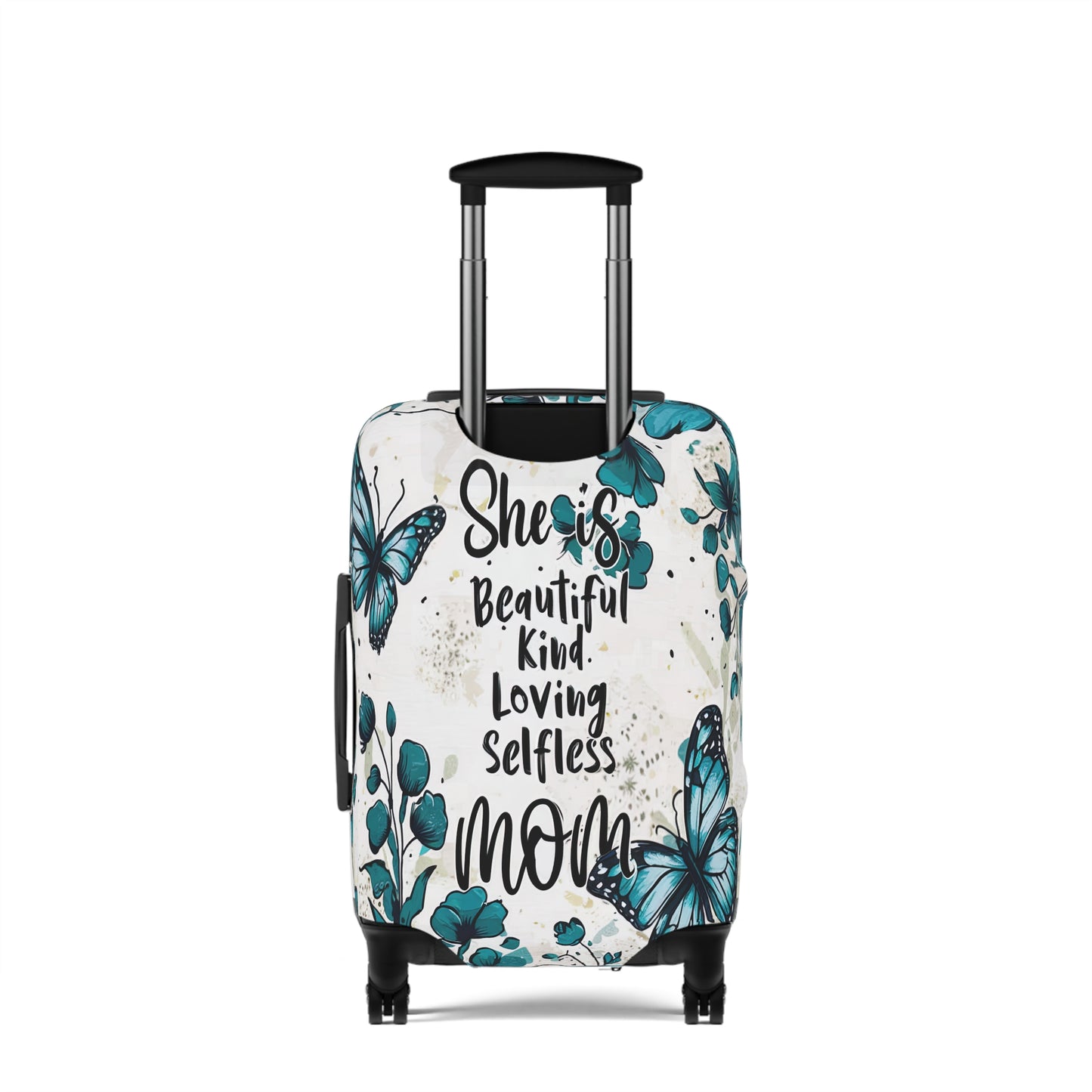 Luggage Cover, Teal Floral, Mom, She is Beautiful, Kind, Loving, Selfless, awd-1758