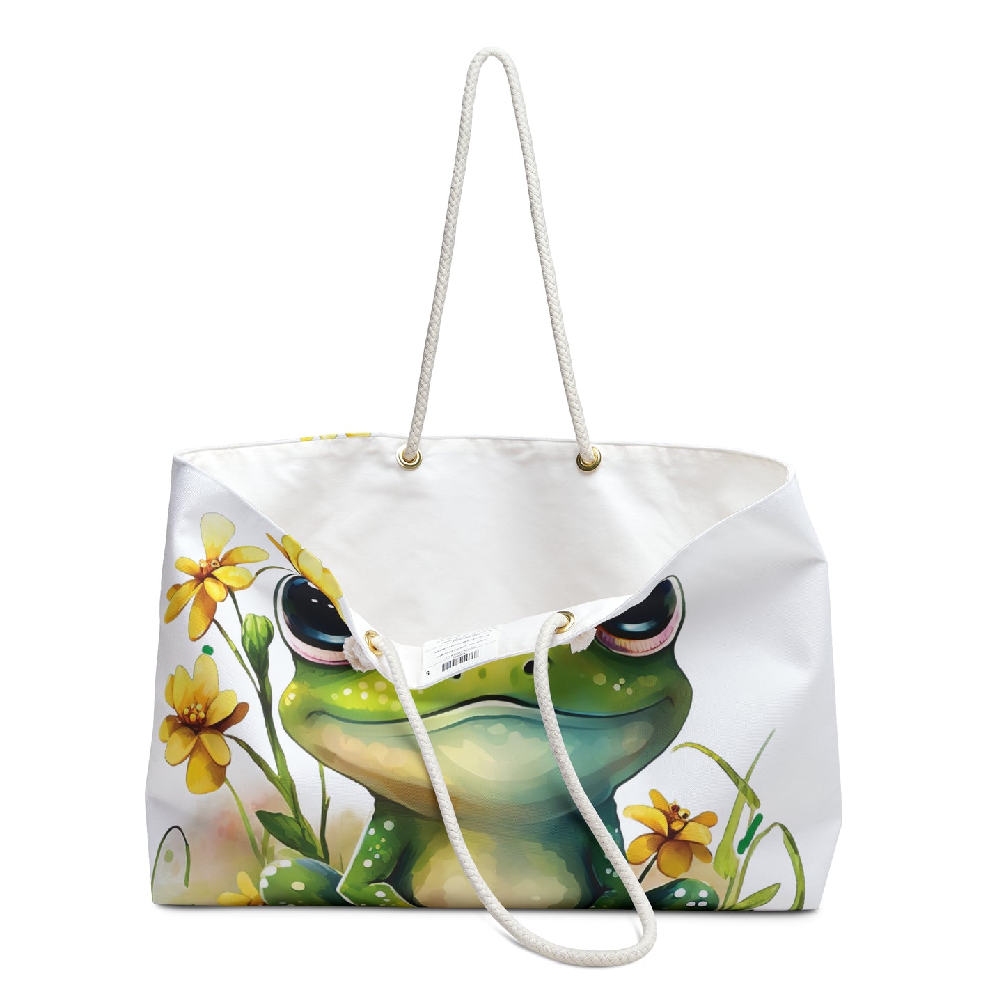 Personalised/Non-Personalised Weekender Bag, Frog, Large Weekender Bag, Beach Bag, Book Bag