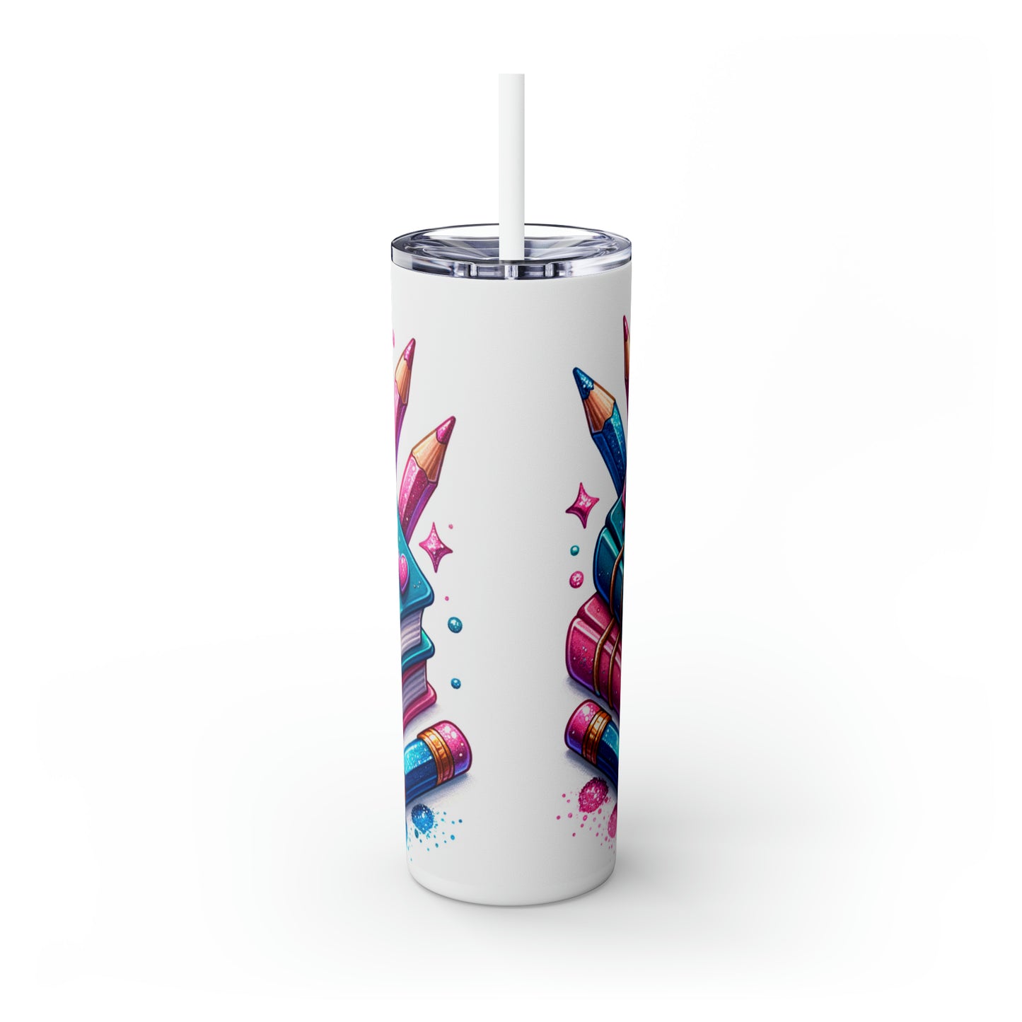 Skinny Tumbler with Straw, 20oz, Teacher