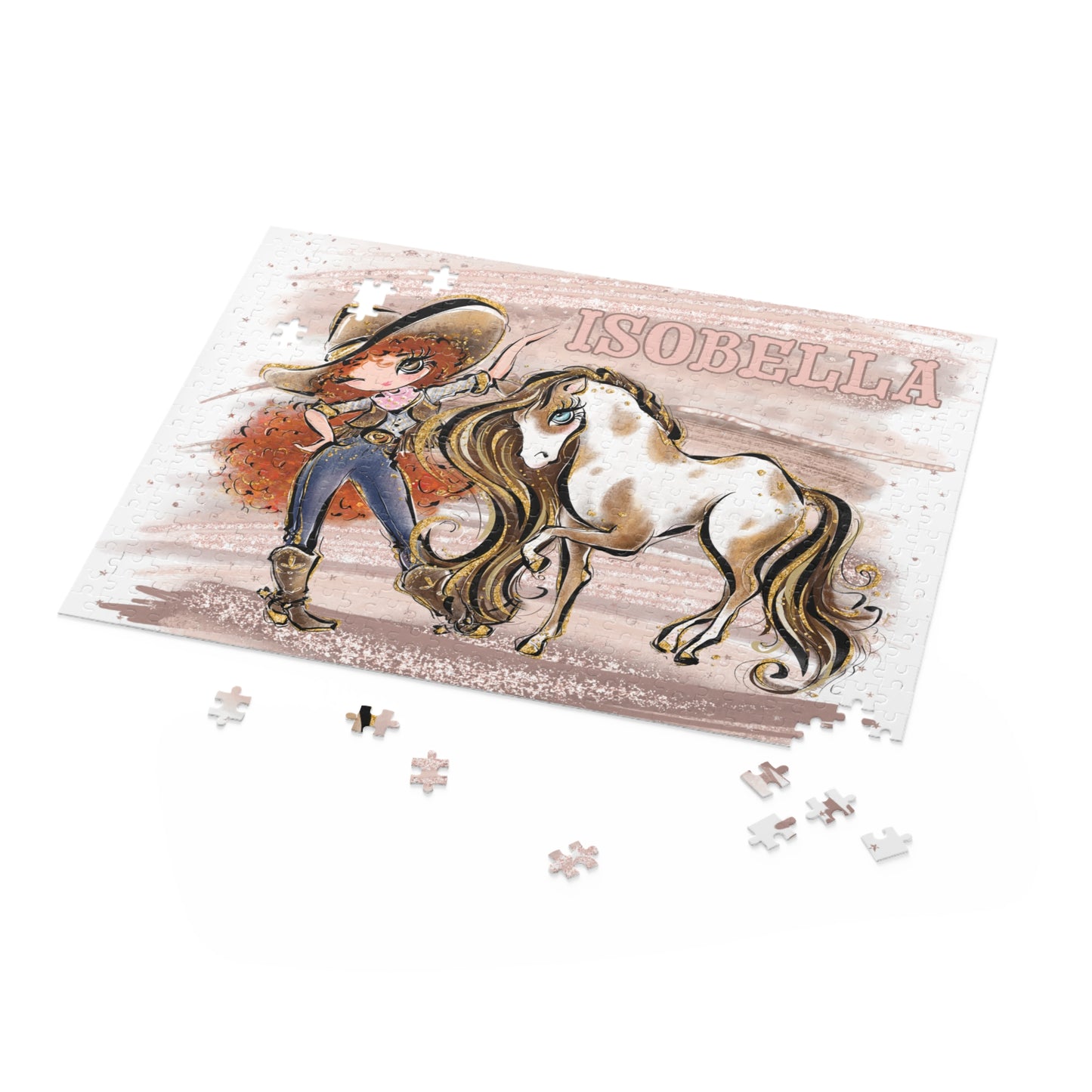 Puzzle, Howdy, Cowgirl and Horse, Red Curly Hair, Brown Eyes, (120, 252, 500-Piece)