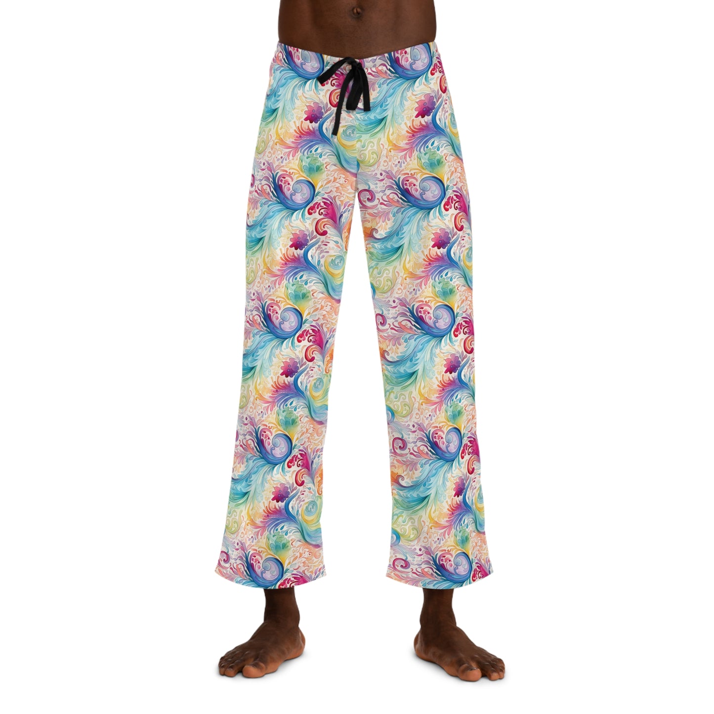 Men's Pajama Pants, Rainbow Paisley, Sleepwear Bottoms