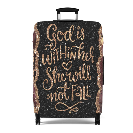 Luggage Cover, God is within her she will not fall, awd-1474