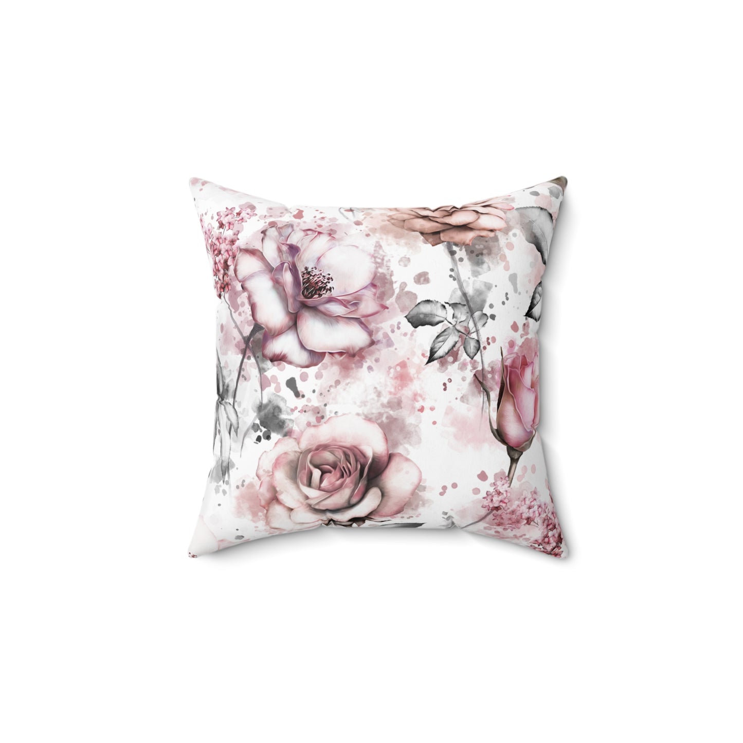 Spun Polyester Square Pillow, Floral Cushion