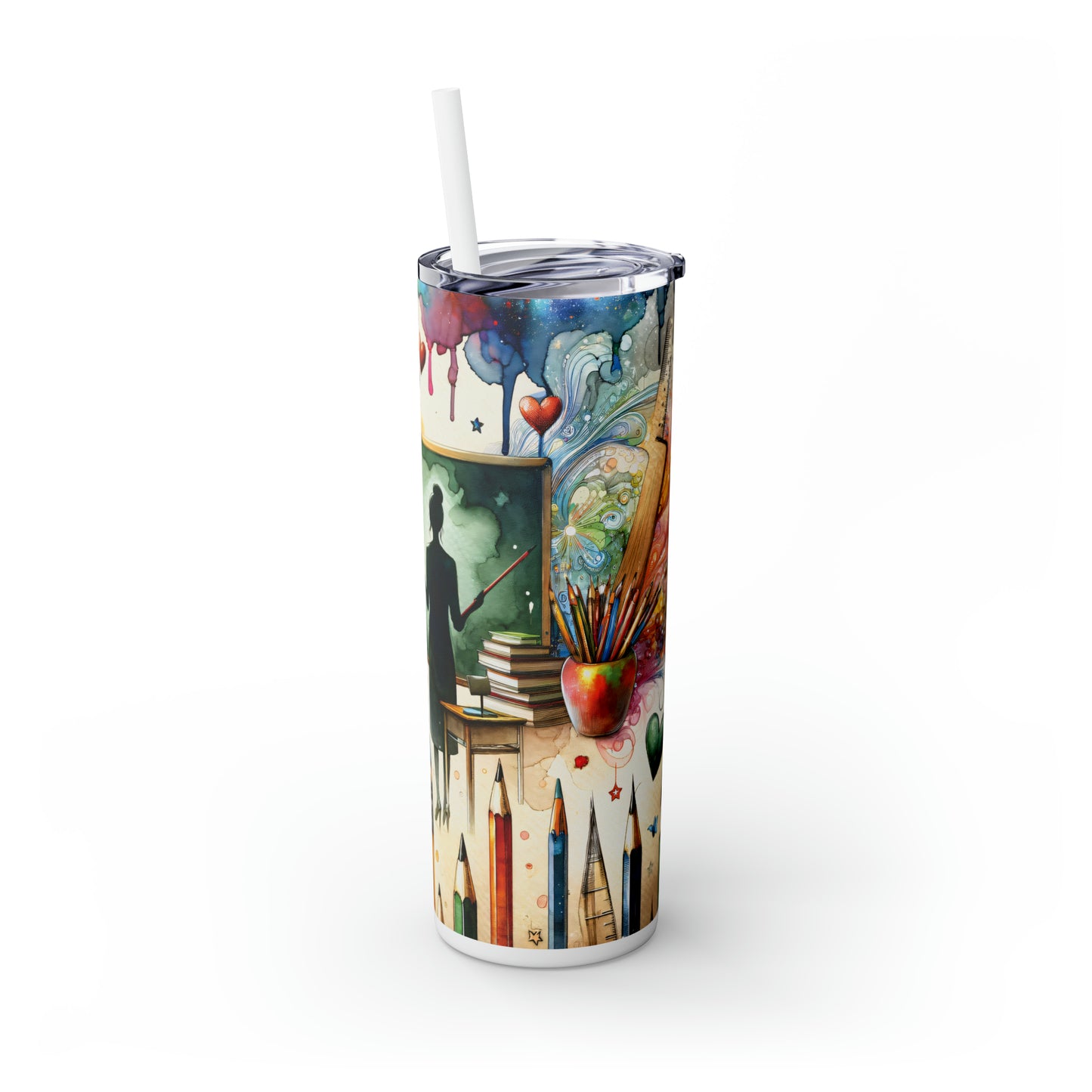 Skinny Tumbler with Straw, 20oz, Teacher