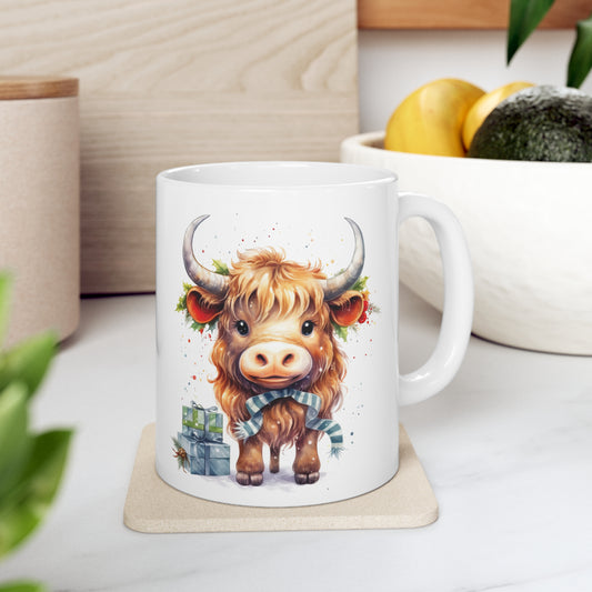 Personalised/Non Personalised Highland Cow, Ceramic Mug 11oz, Highland Cow Mug