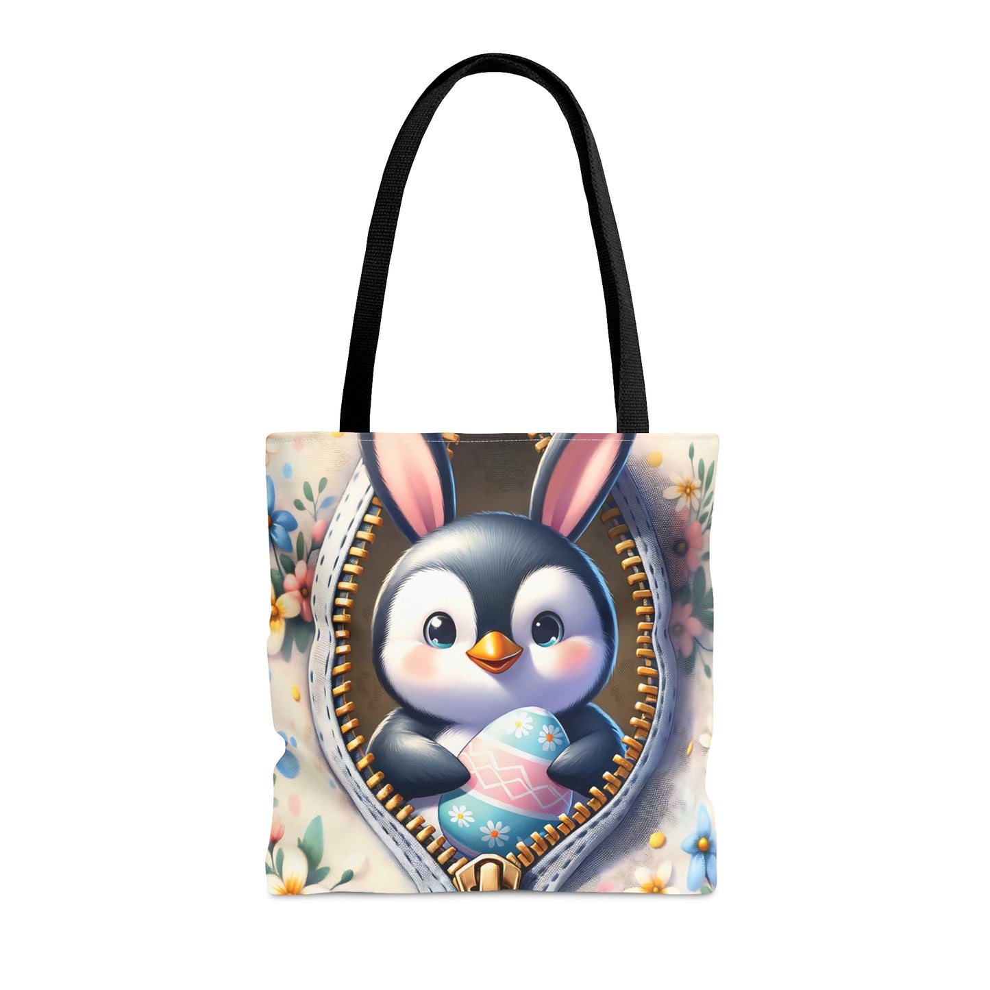 Tote Bag, Easter, Cute Penguin with Bunny Ears, Personalised/Non-Personalised Tote bag