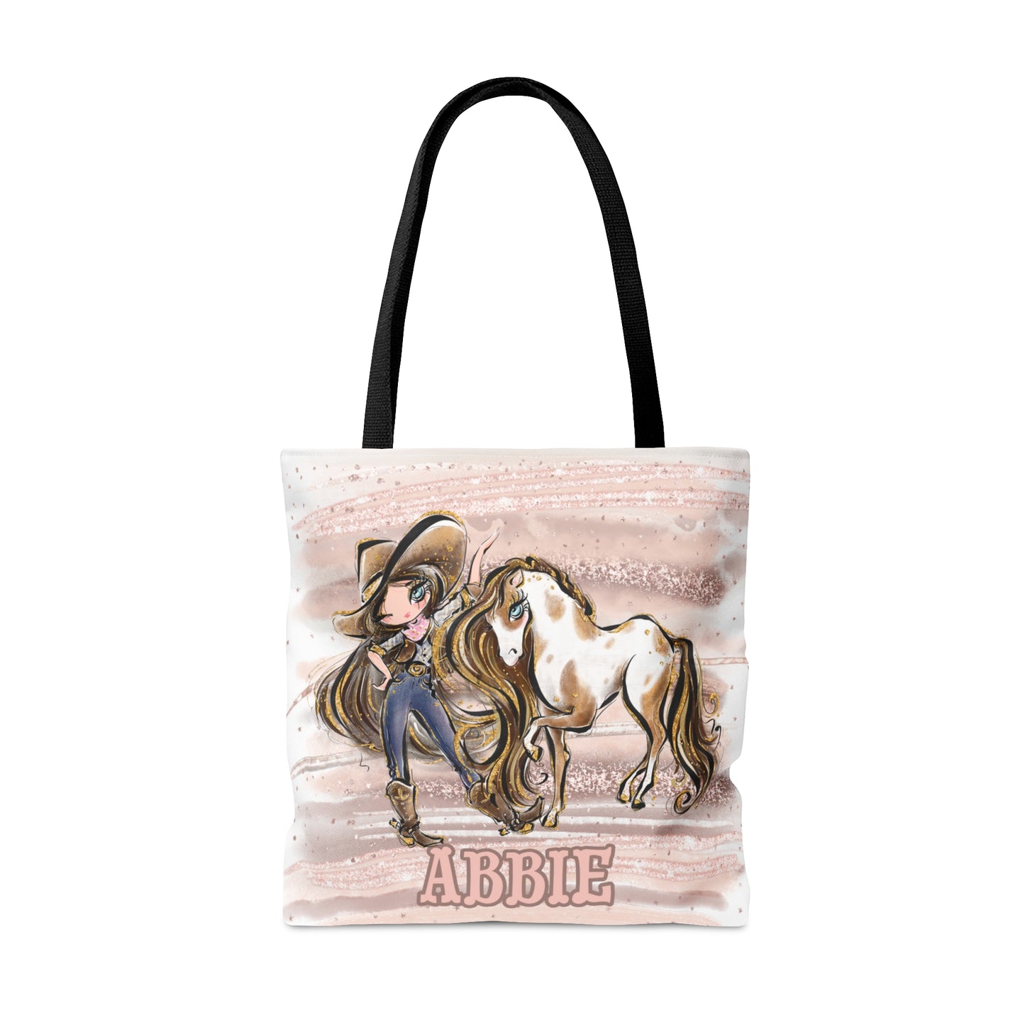 Personalised Tote Bag, Cowgirl & Horse, Brown Hair, Blue Eyes, Tote bag