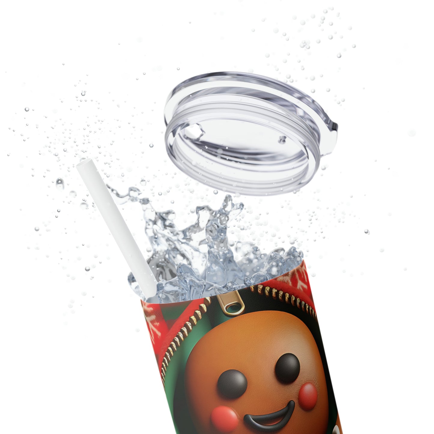 Skinny Tumbler with Straw, 20oz, Gingerbread Man, awd-846