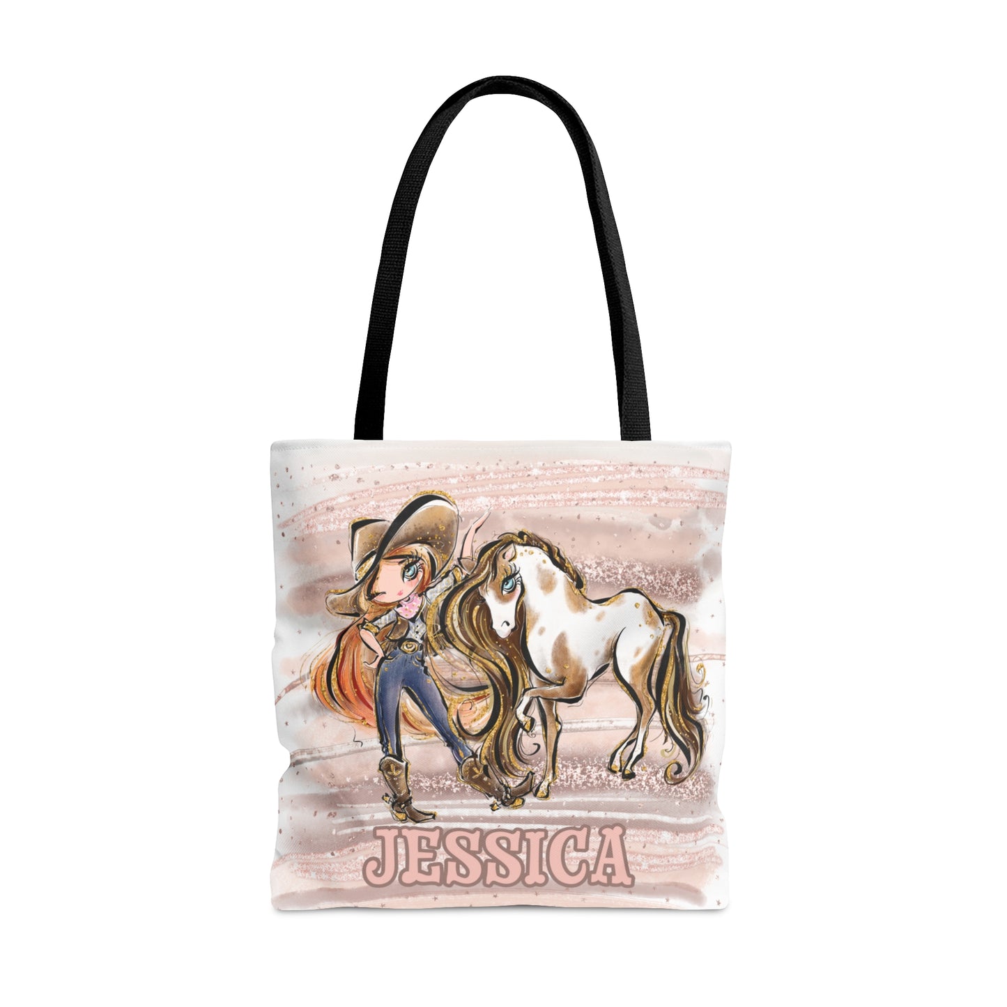 Personalised Tote Bag, Cowgirl & Horse, Red Hair, Blue Eyes, Tote bag