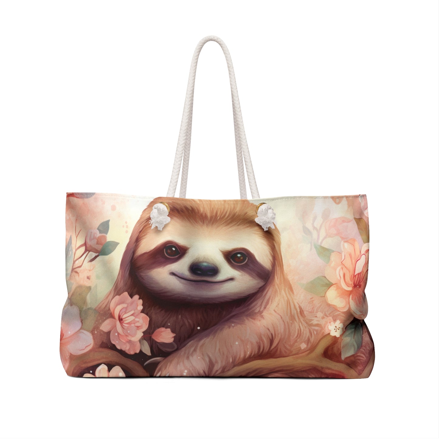 Personalised/Non-Personalised Weekender Bag, Sloth, Large Weekender Bag, Beach Bag, Book Bag