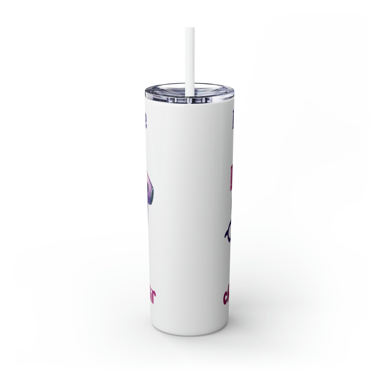 Skinny Tumbler with Straw, 20oz, Hairdresser, I can't change the world but I can change your hair, awd-1068