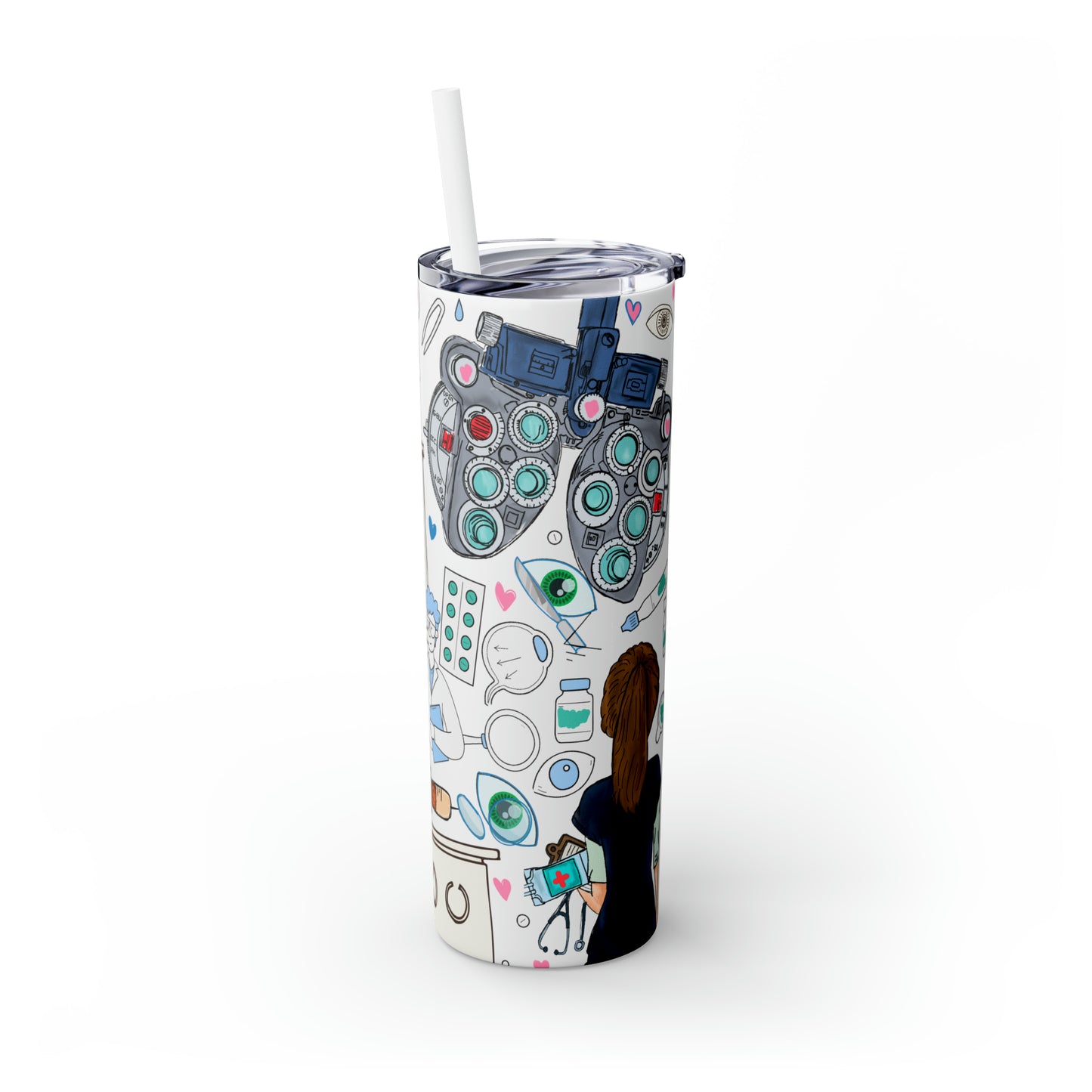 Skinny Tumbler with Straw, 20oz, Optometry