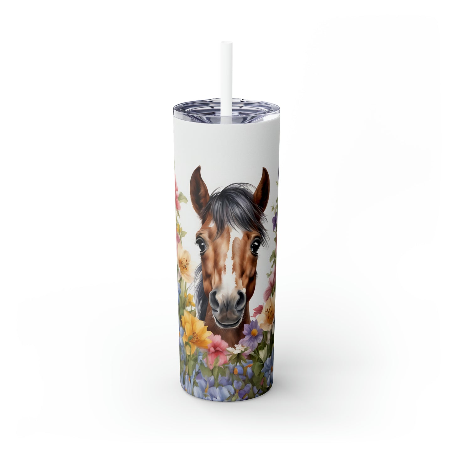 Skinny Tumbler with Straw, 20oz Horse, awd-305