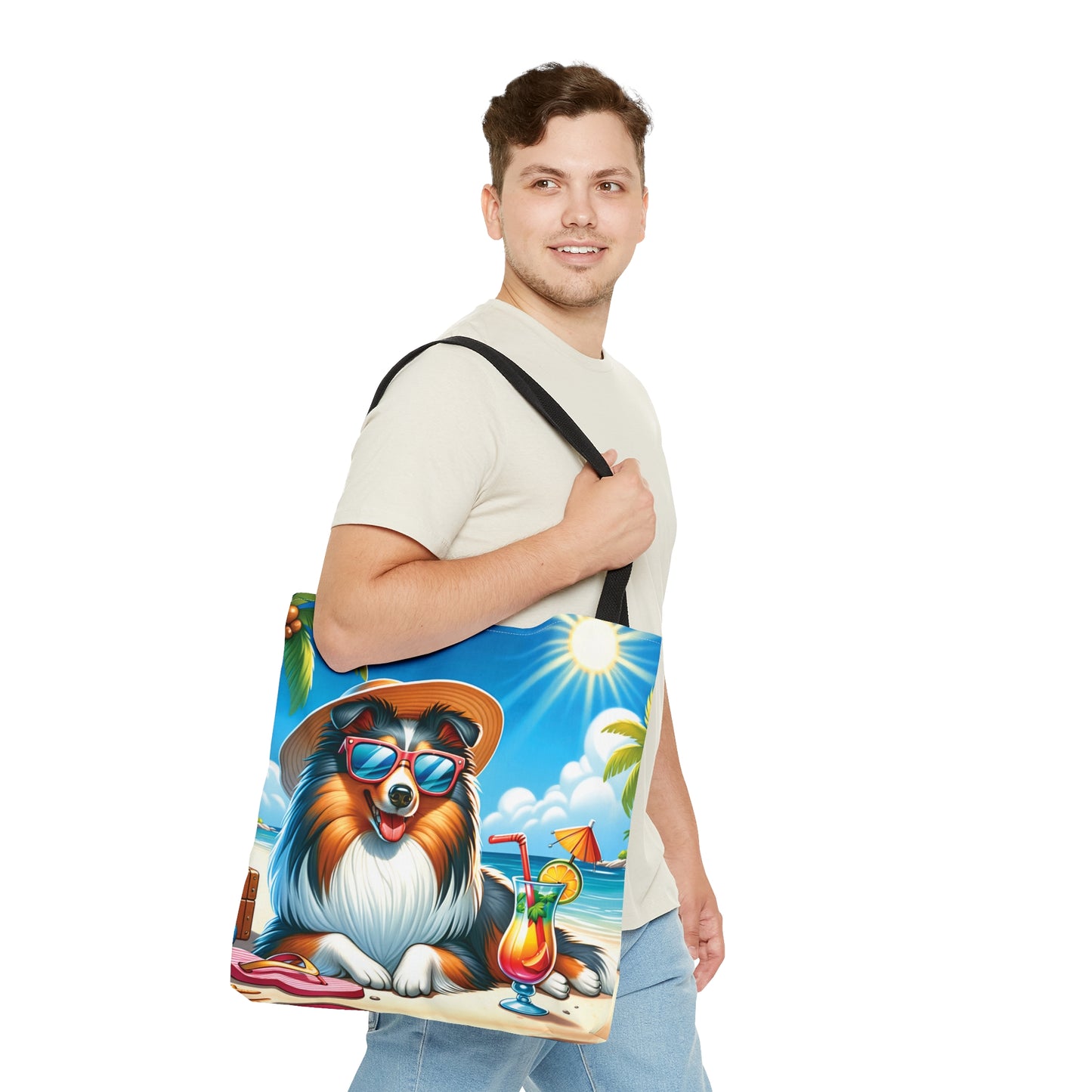 Tote Bag, Dog on Beach, Sheltie, Tote bag, awd-1243