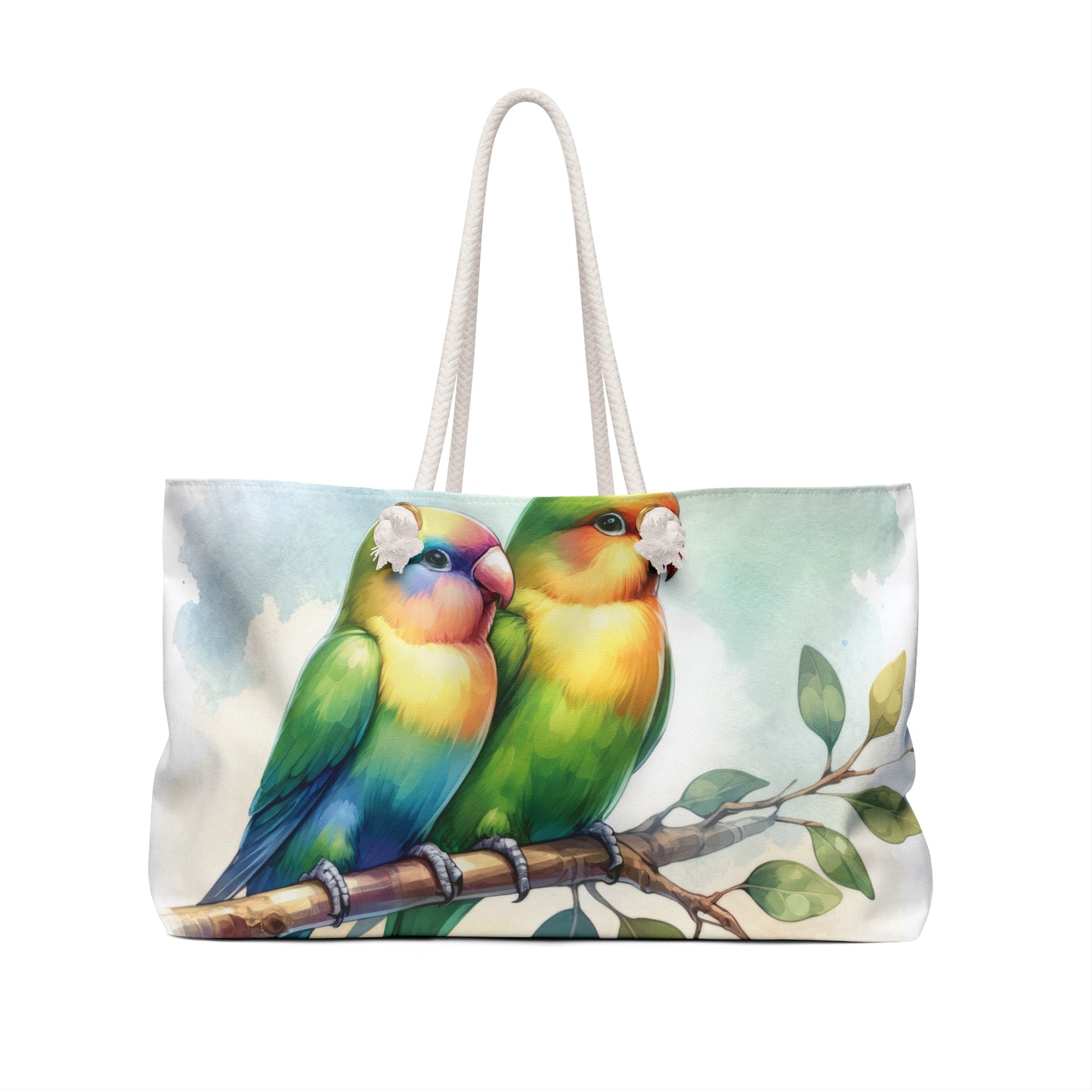 Personalised/Non-Personalised Weekender Bag, Love Birds,  Parrots, Large Weekender Bag, Beach Bag, Book Bag