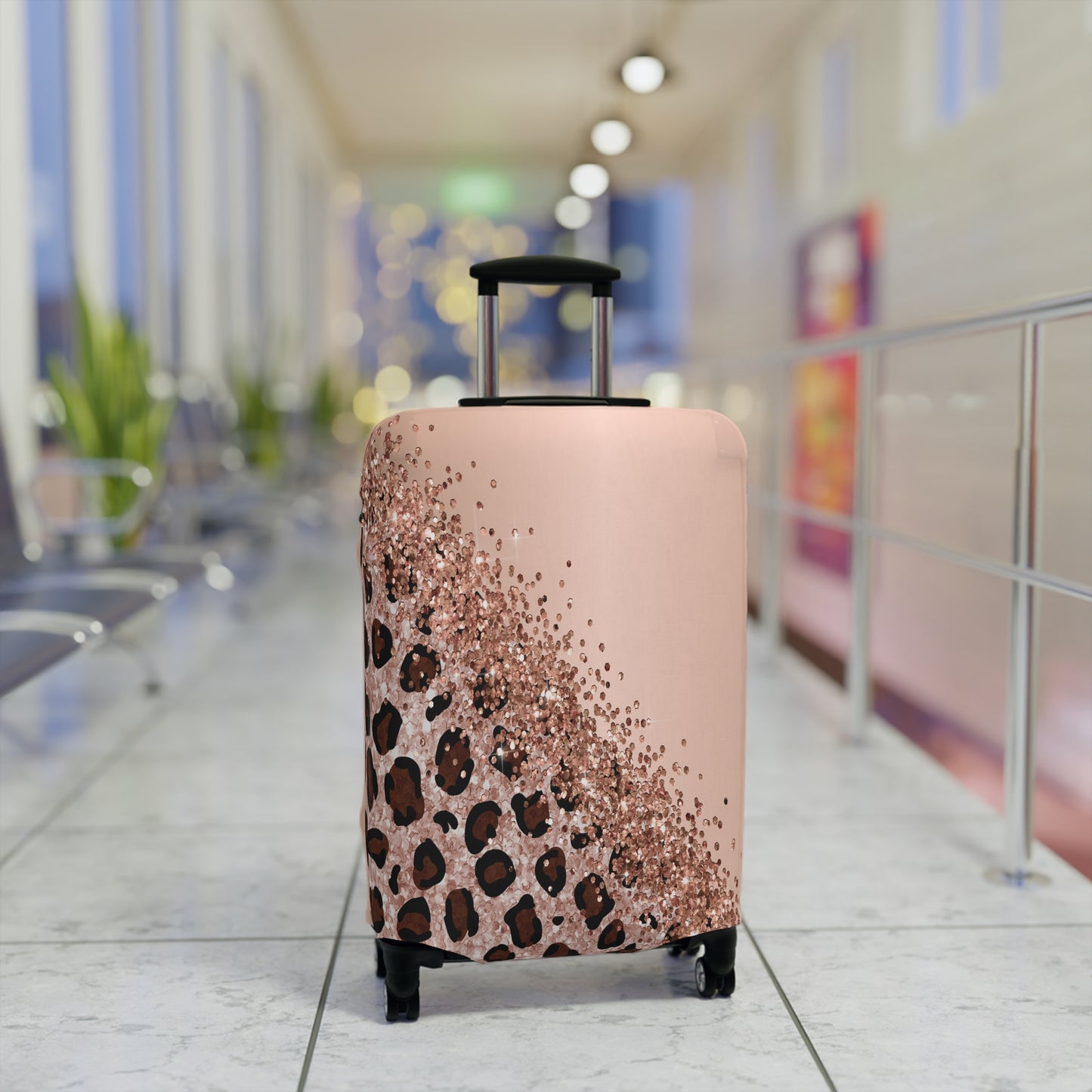 Luggage Cover, Leopard Print, Rose Gold, awd-1659