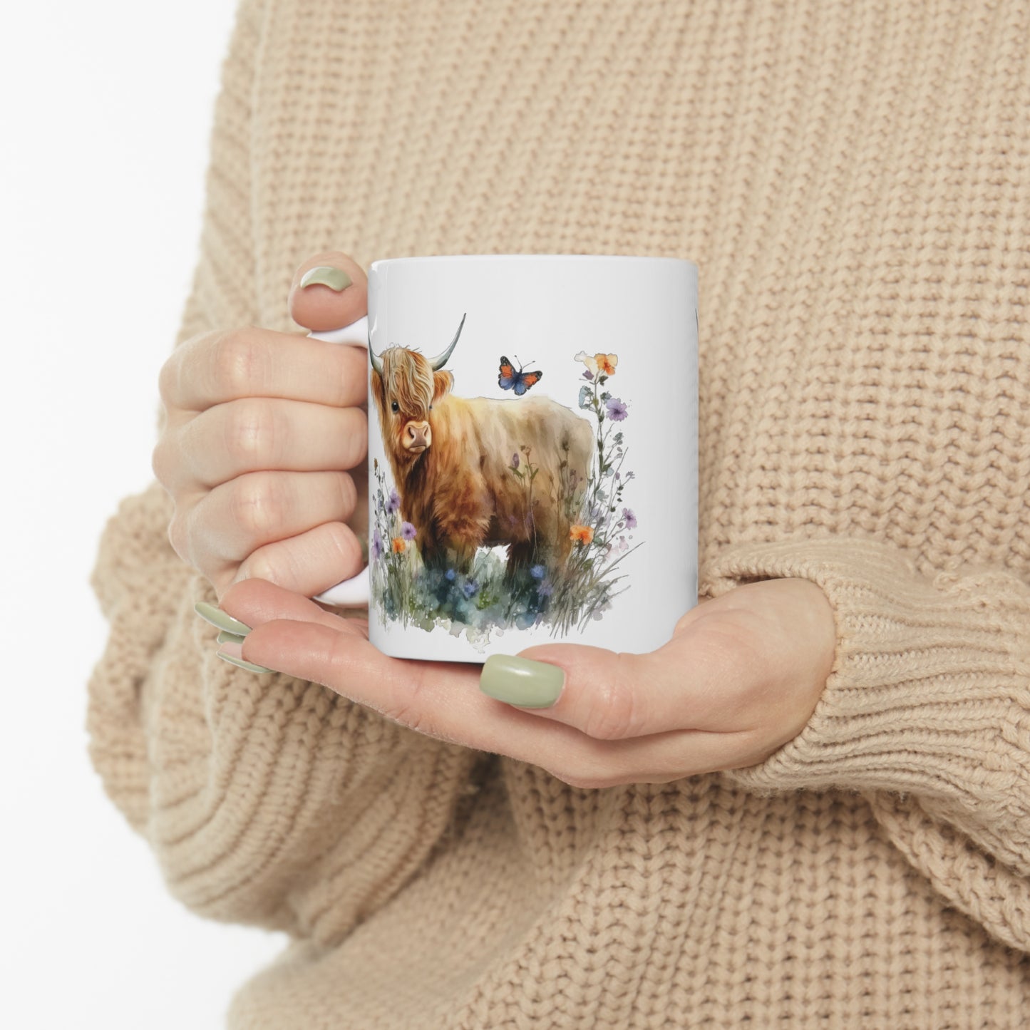 Personalised/Non Personalised Highland Cow, Ceramic Mug 11oz, Highland Cow Mug