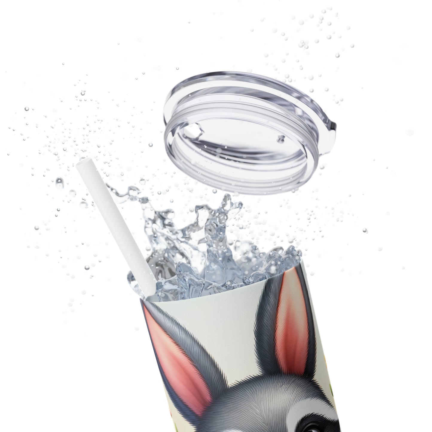 Skinny Tumbler with Straw, 20oz, Easter, Raccoon, awd-1273