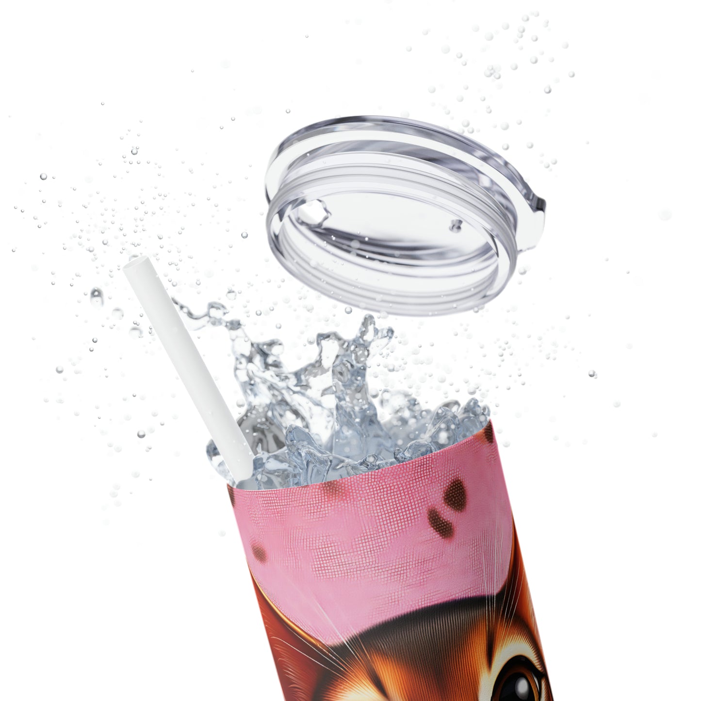 Skinny Tumbler with Straw, 20oz, Cat, Valentines Day, awd-743