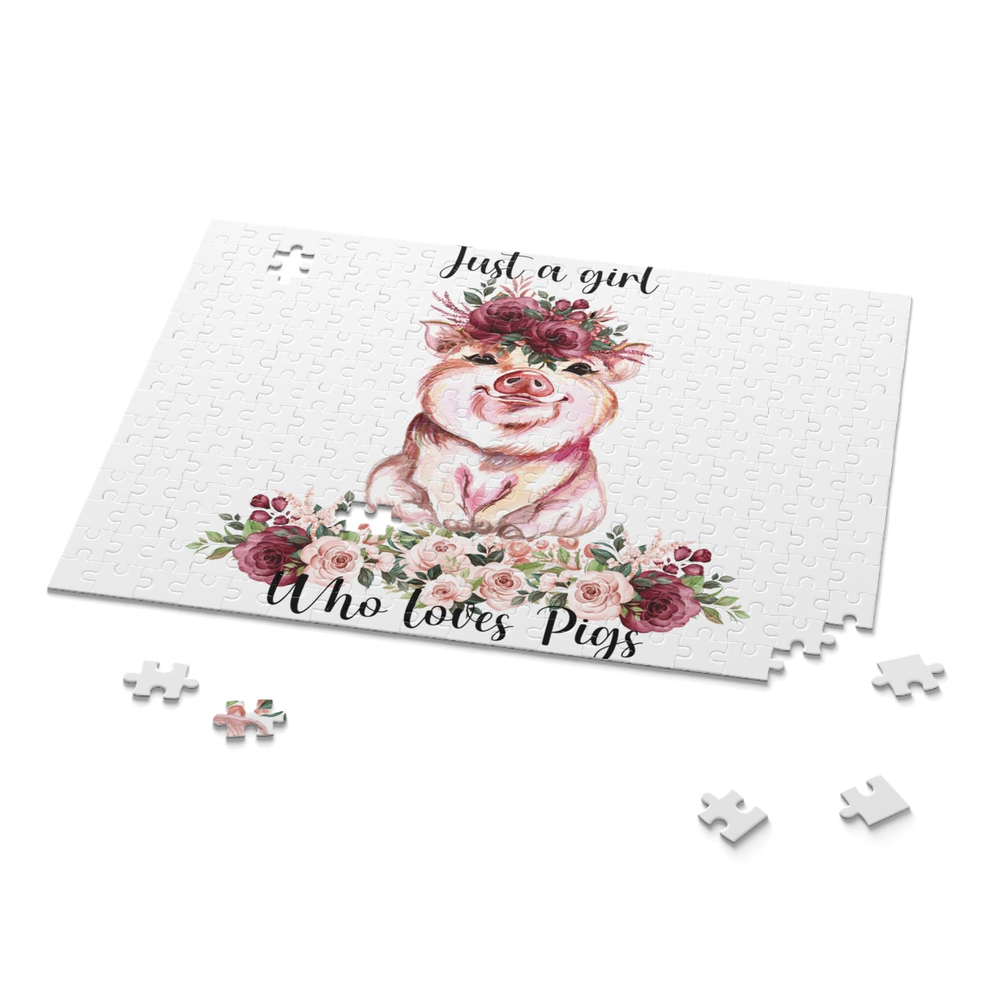 Personalised/Non-Personalised Puzzle, Just a Girl Who Loves Pigs (120, 252, 500-Piece)