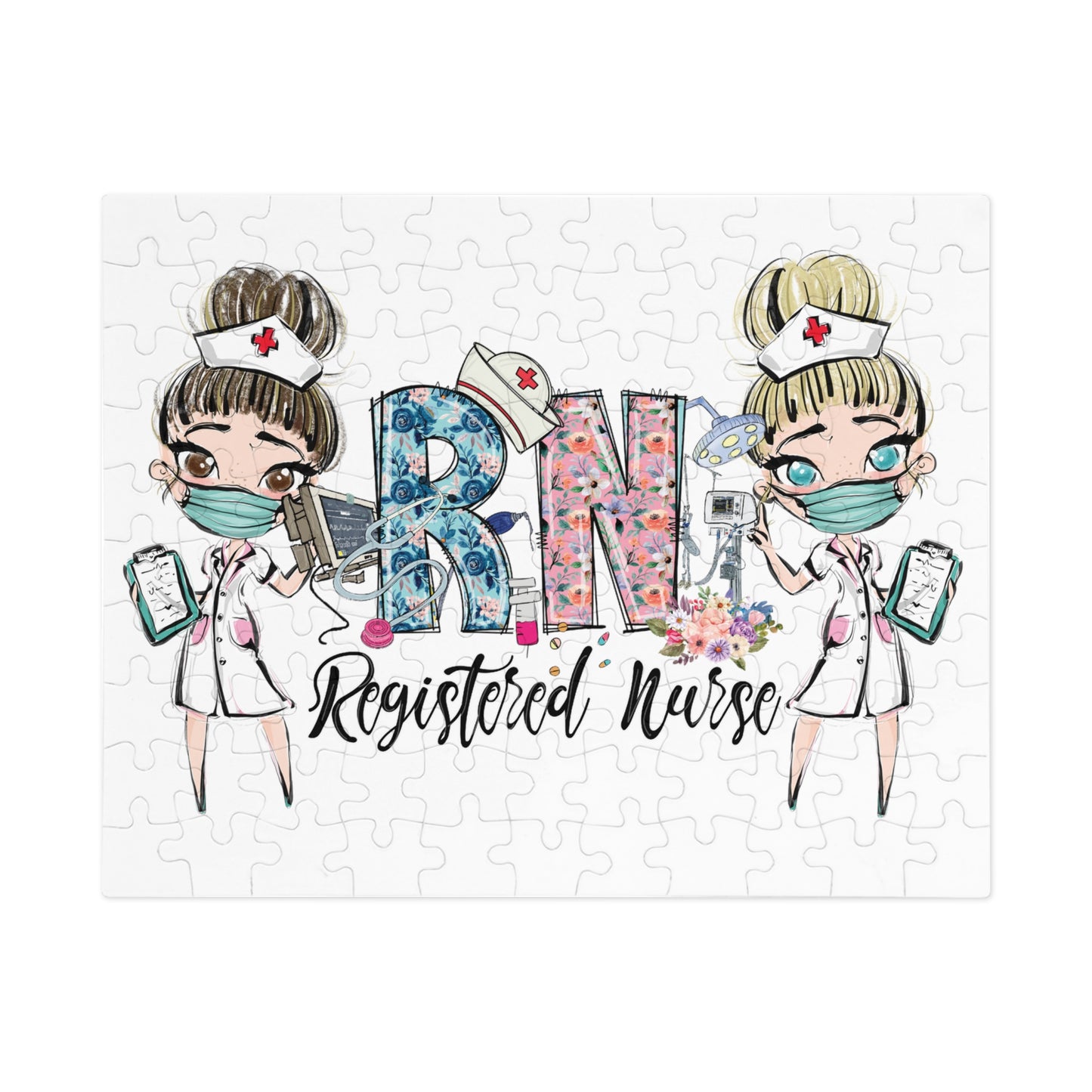 Puzzle, Nurse, RN Nurse, Registered Nurse Floral, Personalised/Non-Personalised (30, 110, 252, 500,1000-Piece) awd-639