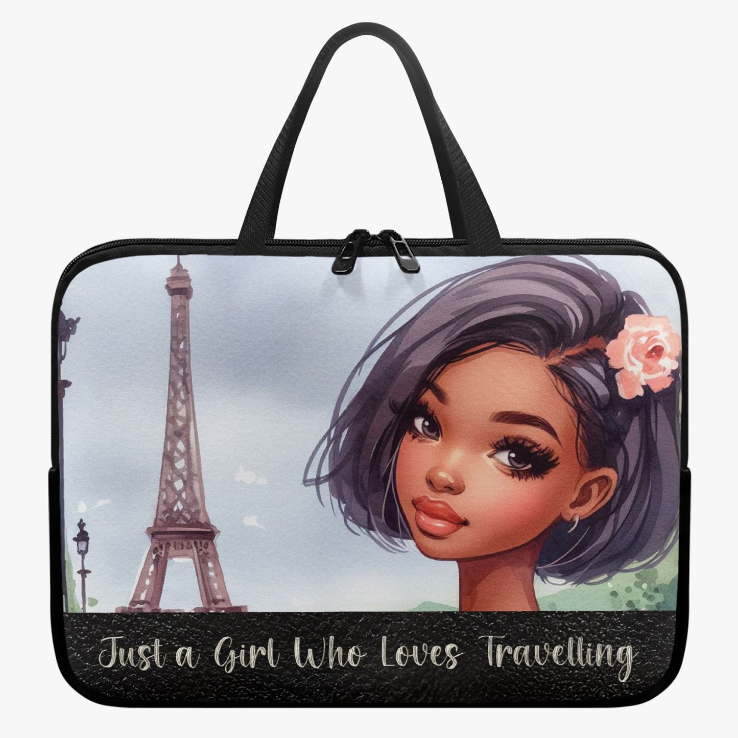 Laptop Sleeve with handles - Just a Girl Who Loves Travelling