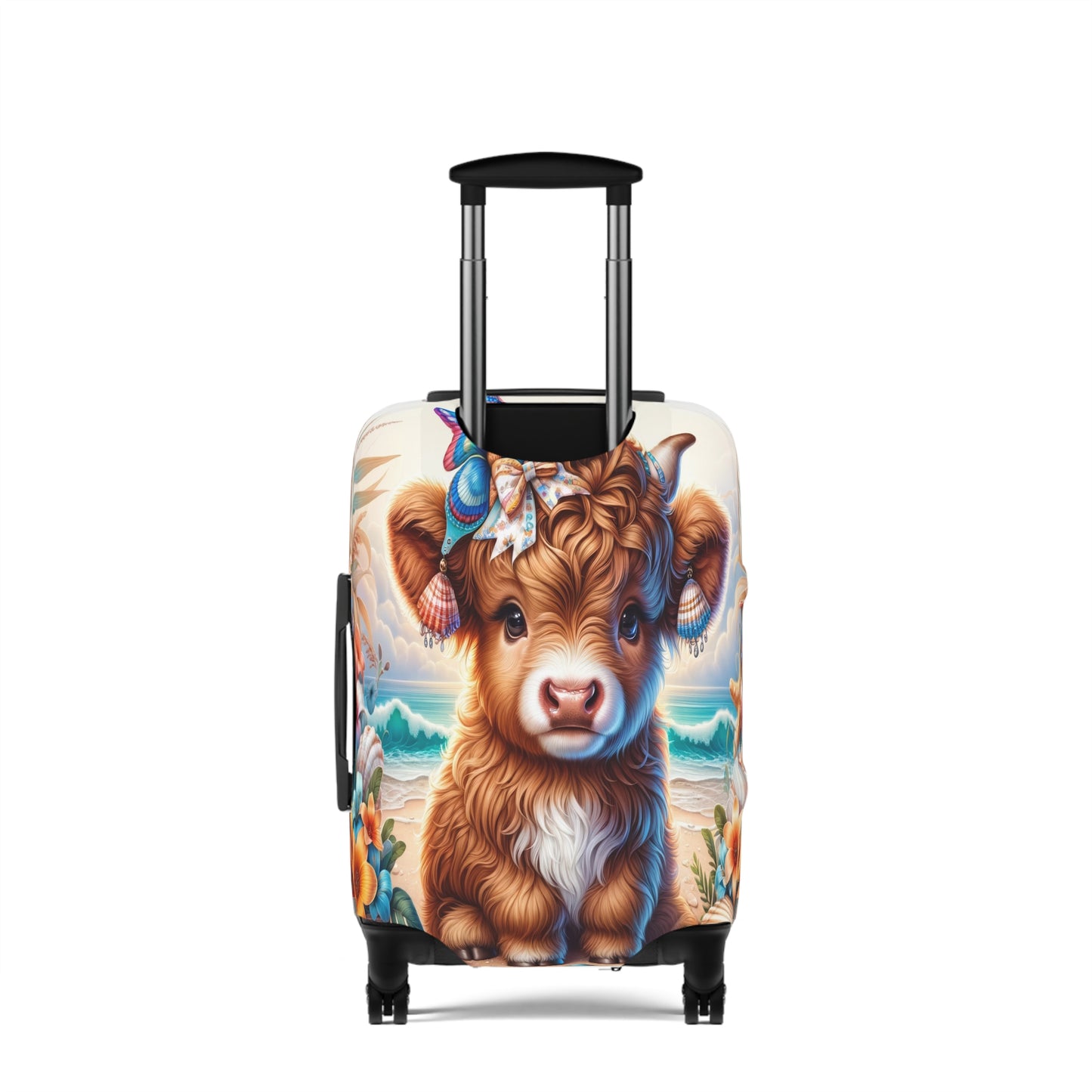 Luggage Cover, Highland Cow at the Beach, awd-1637