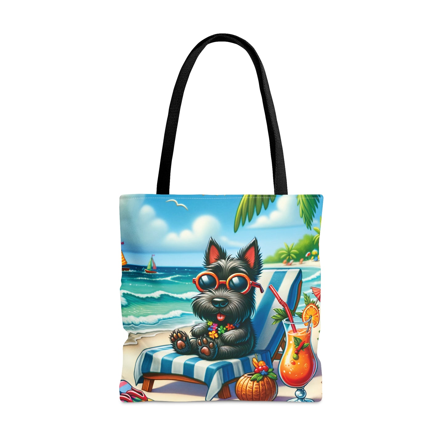 Tote Bag, Dog on Beach, Scottish Terrier, Tote bag, awd-1243