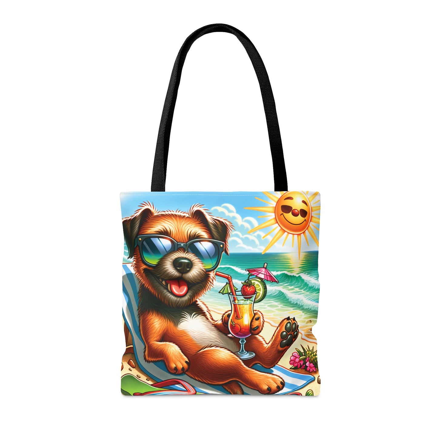 Tote Bag, Dog on Beach, Border Terrier, Tote bag, awd-1104