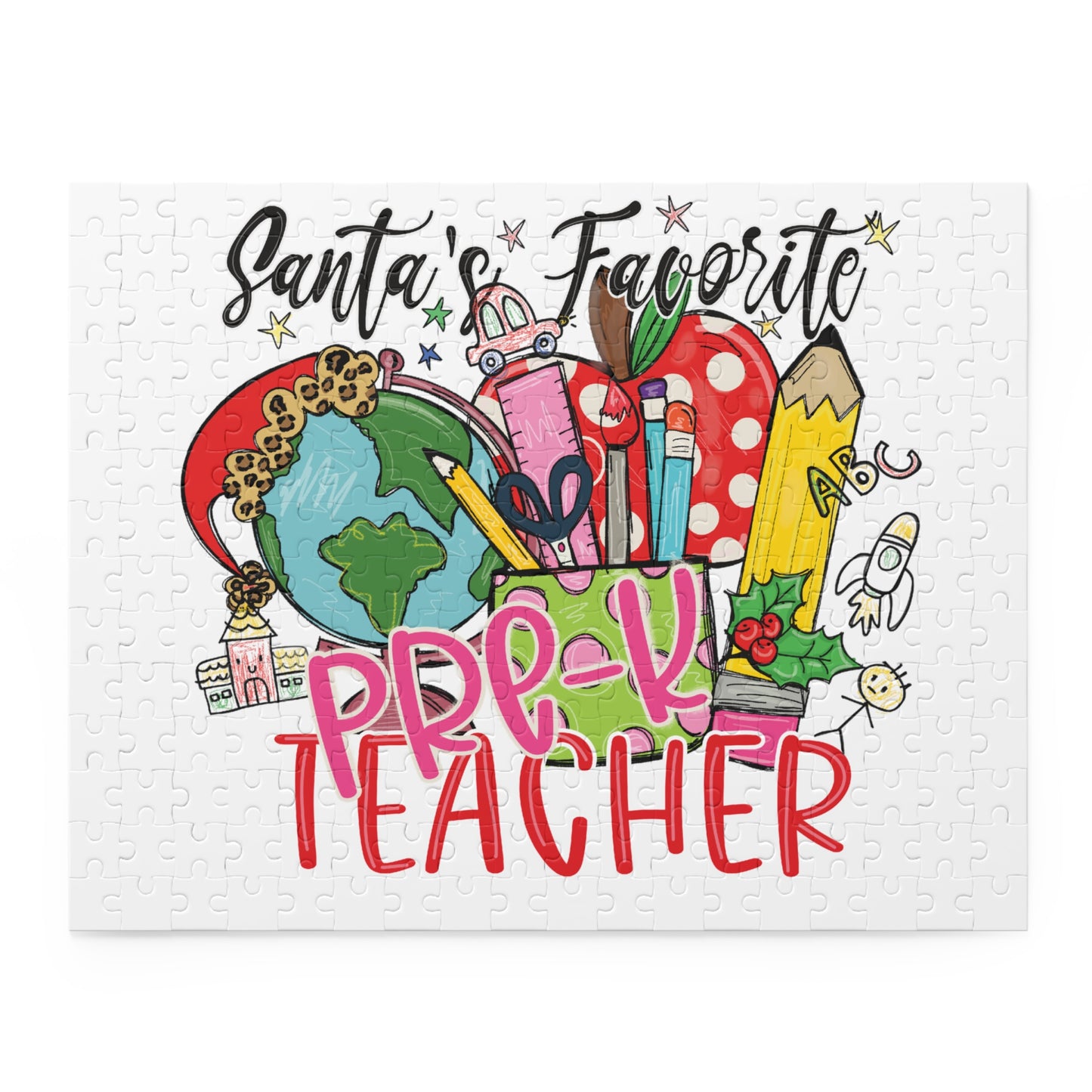 Personalised/Non-Personalised Puzzle, Santa's Favorite Pre-K Teacher (120, 252, 500-Piece)