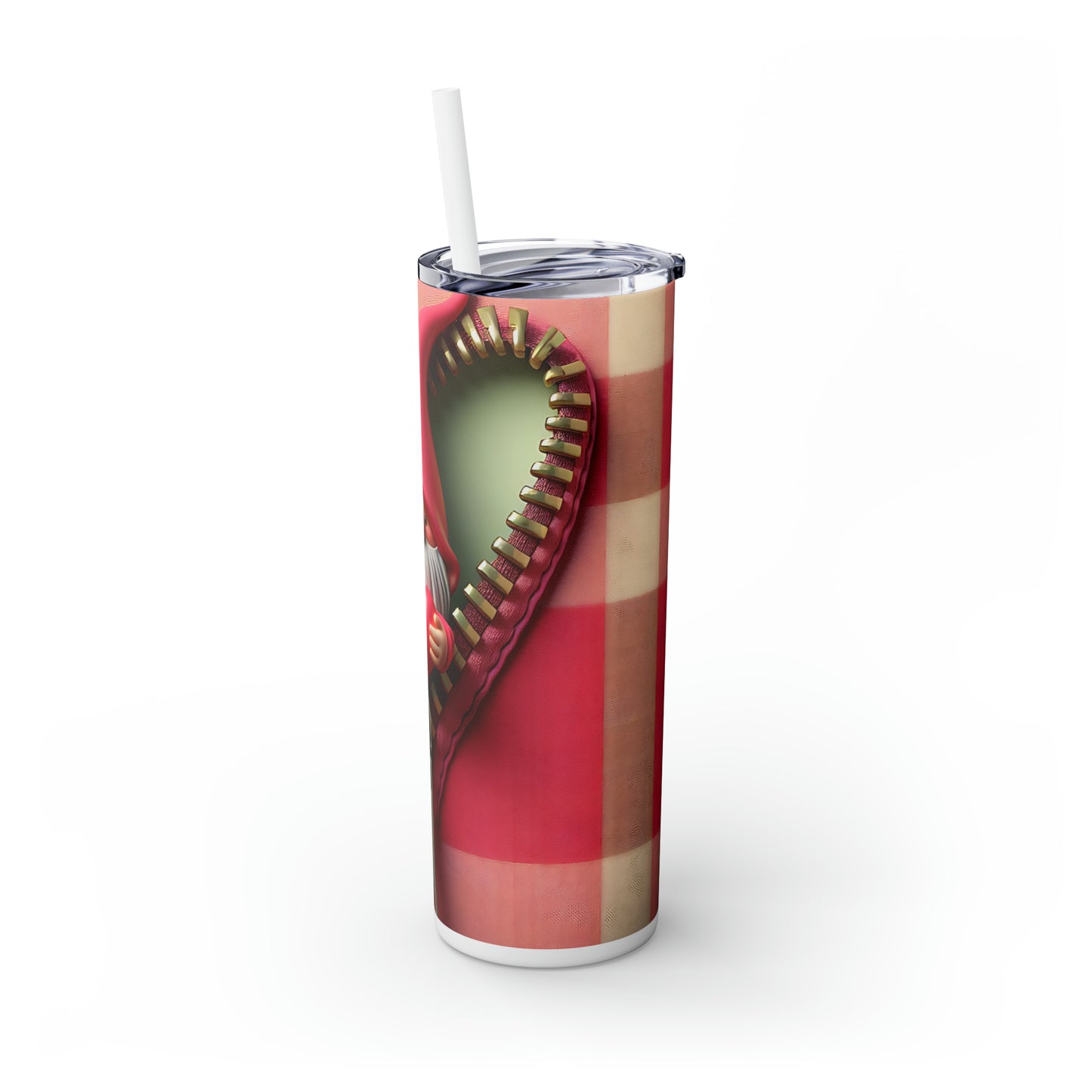 Skinny Tumbler with Straw, 20oz, Santa