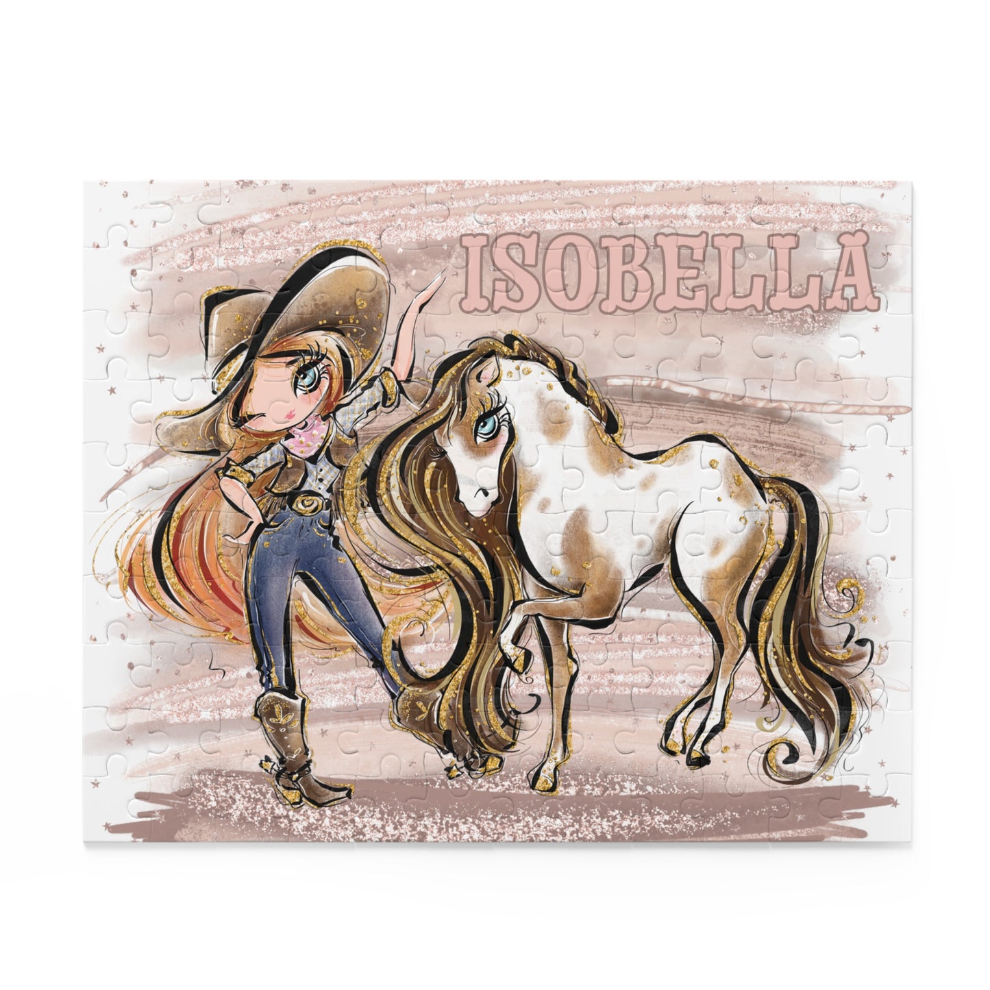 Puzzle, Howdy, Cowgirl and Horse, Red Hair, Blue Eyes, Personalised/Non-Personalised, (120, 252, 500-Piece)