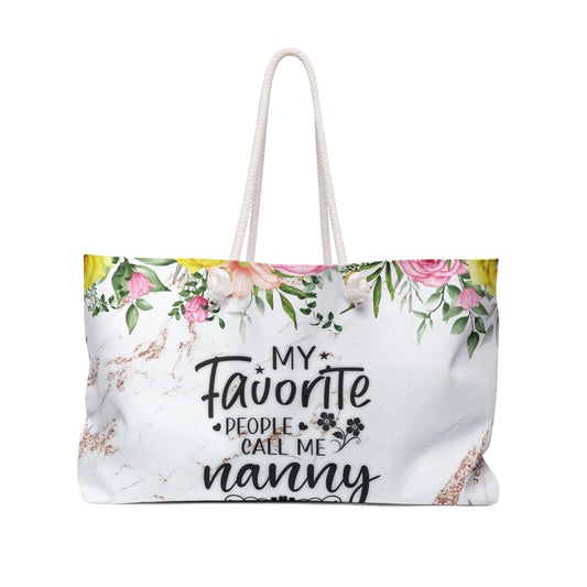 Personalised/Non-Personalised Weekender Bag, My Favorite People call me Granny, Large Weekender Bag, Beach Bag, Book Bag